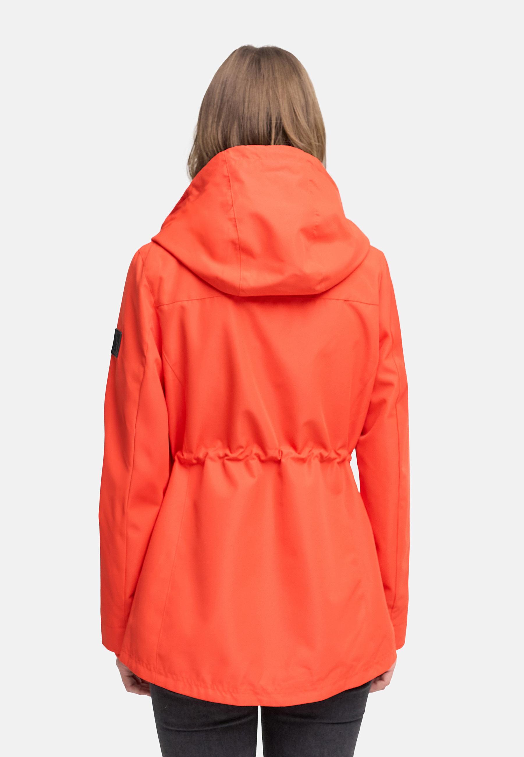Wasserdichte Übergangsjacke mit verstellbarer Kapuze "Blumentanz 14" Spicy Orange