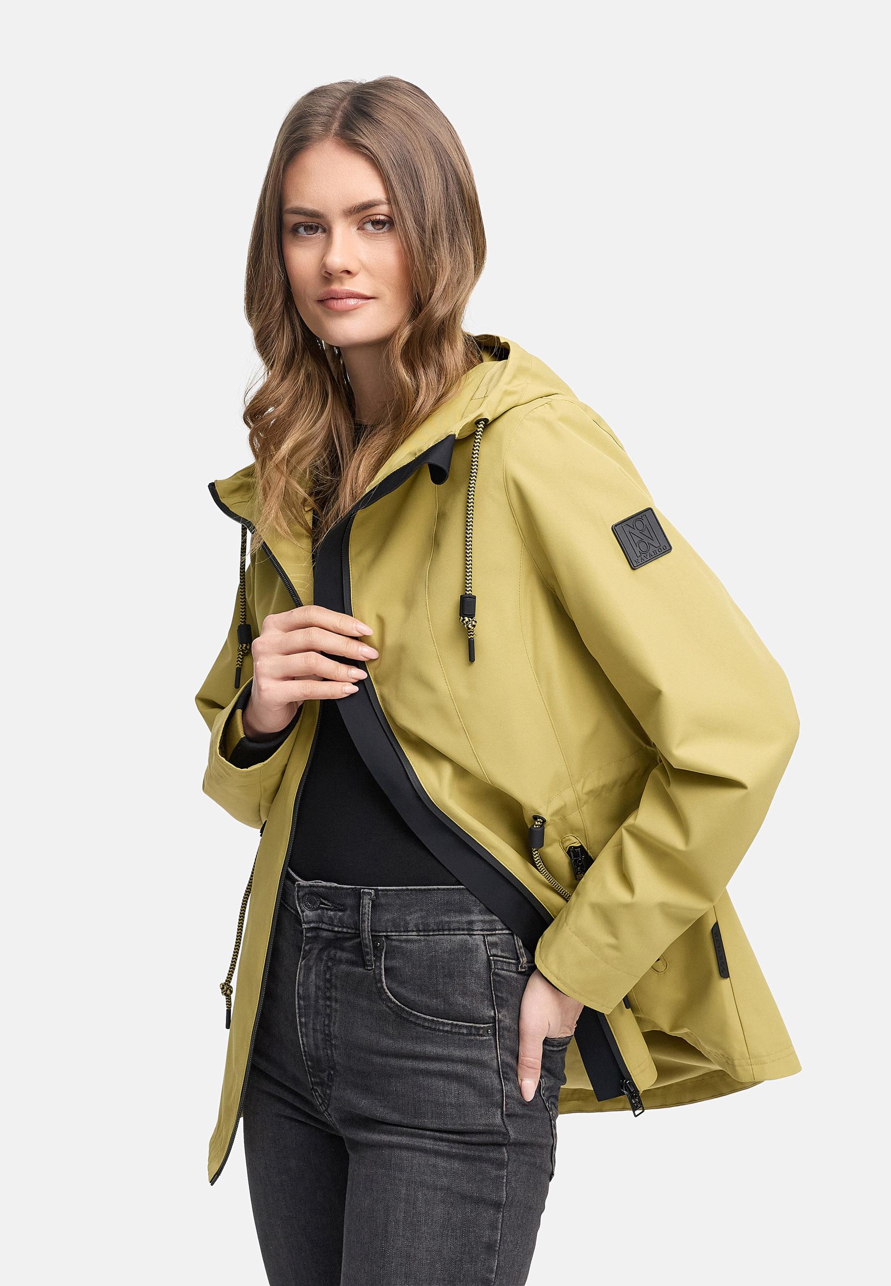Wasserdichte Übergangsjacke mit verstellbarer Kapuze "Blumentanz 14" Urban Khaki