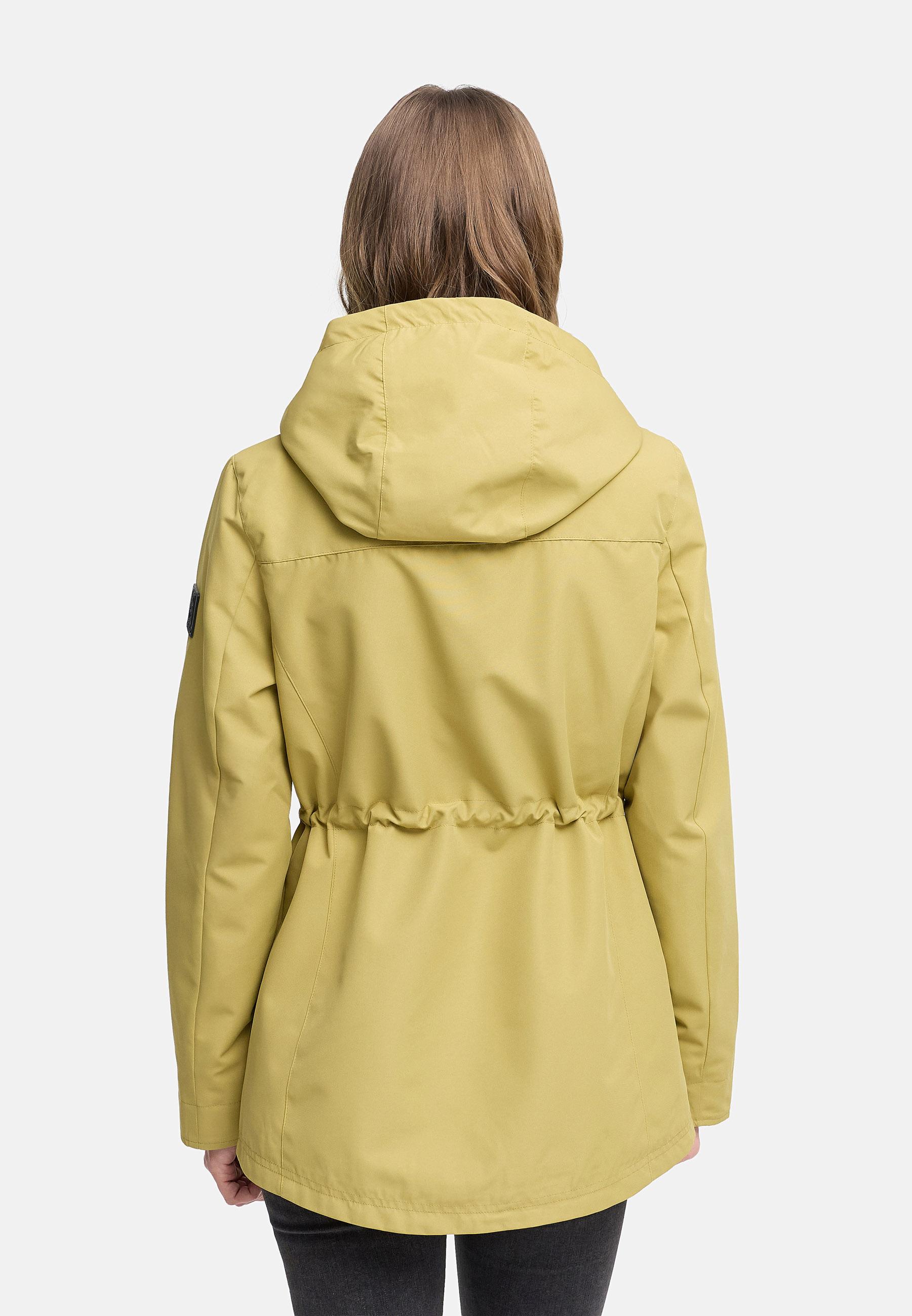 Wasserdichte Übergangsjacke mit verstellbarer Kapuze "Blumentanz 14" Urban Khaki