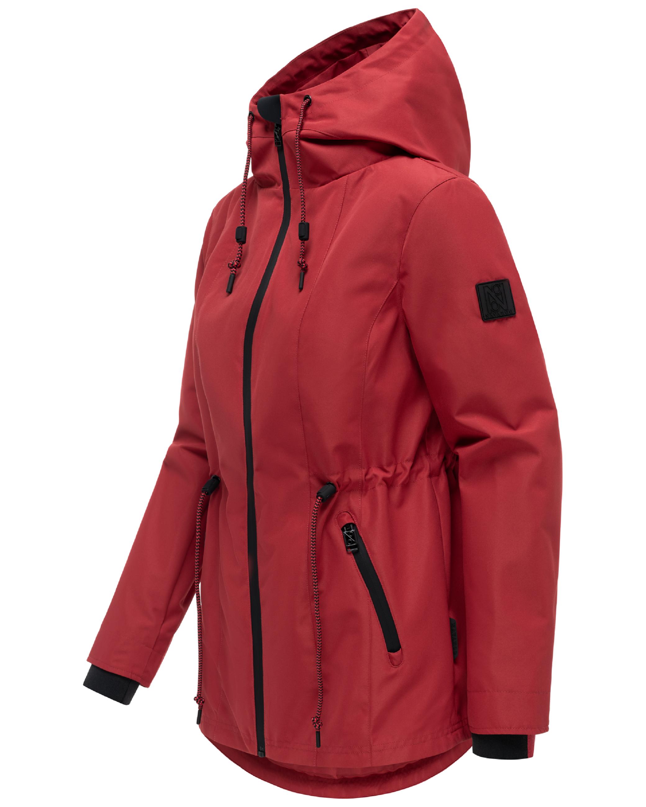 Wasserdichte Übergangsjacke mit verstellbarer Kapuze "Blumentanz 14" Velvet Red