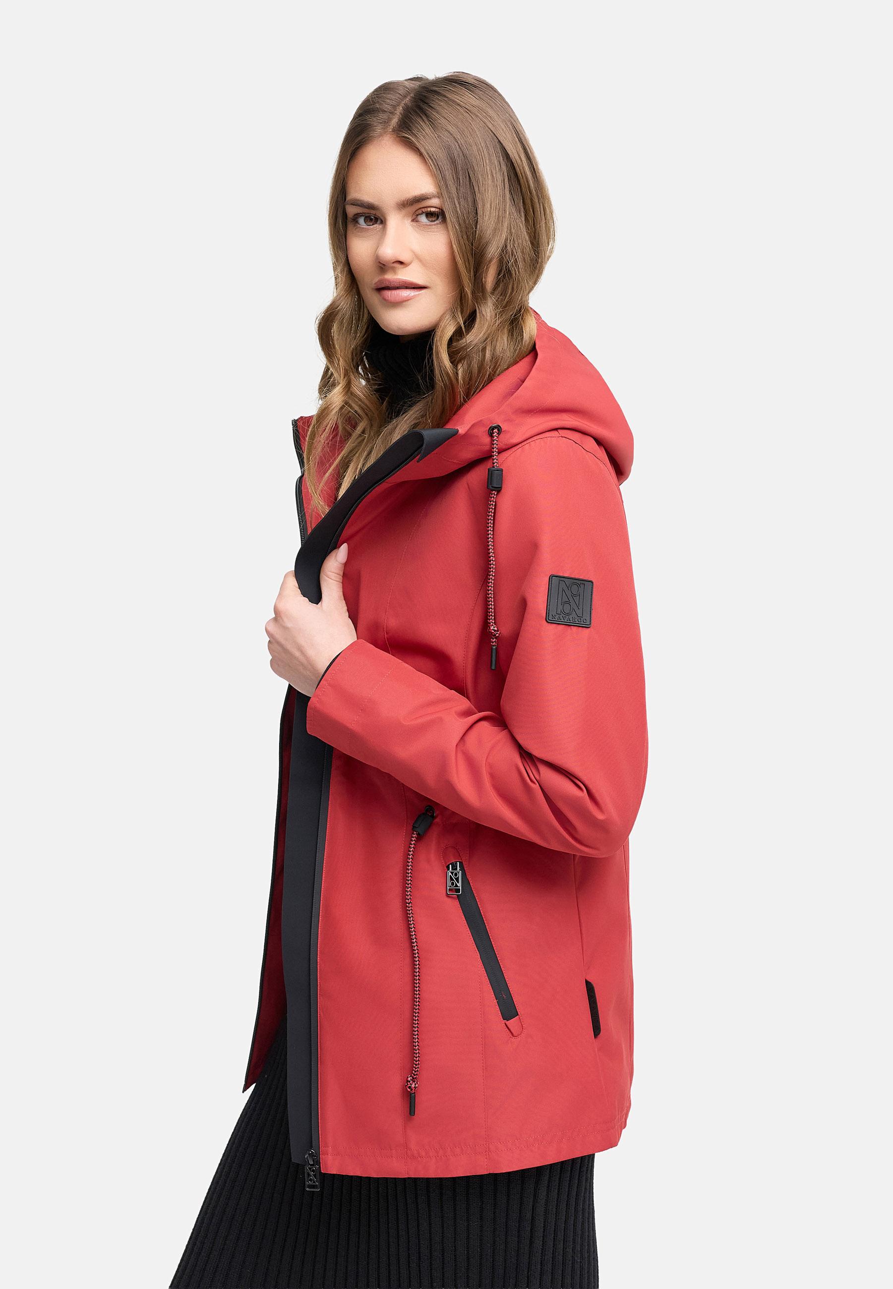 Wasserdichte Übergangsjacke mit verstellbarer Kapuze "Blumentanz 14" Velvet Red