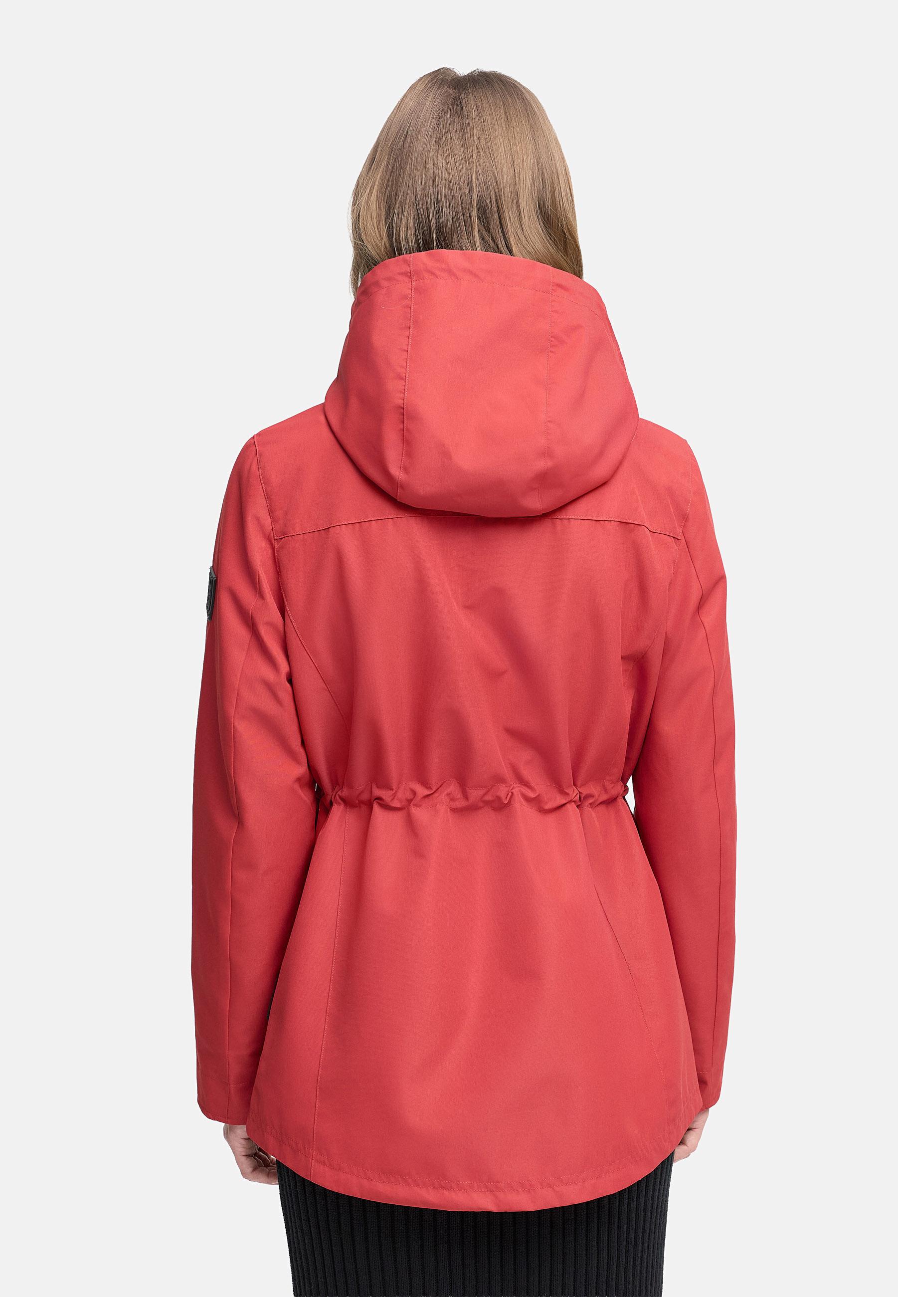 Wasserdichte Übergangsjacke mit verstellbarer Kapuze "Blumentanz 14" Velvet Red