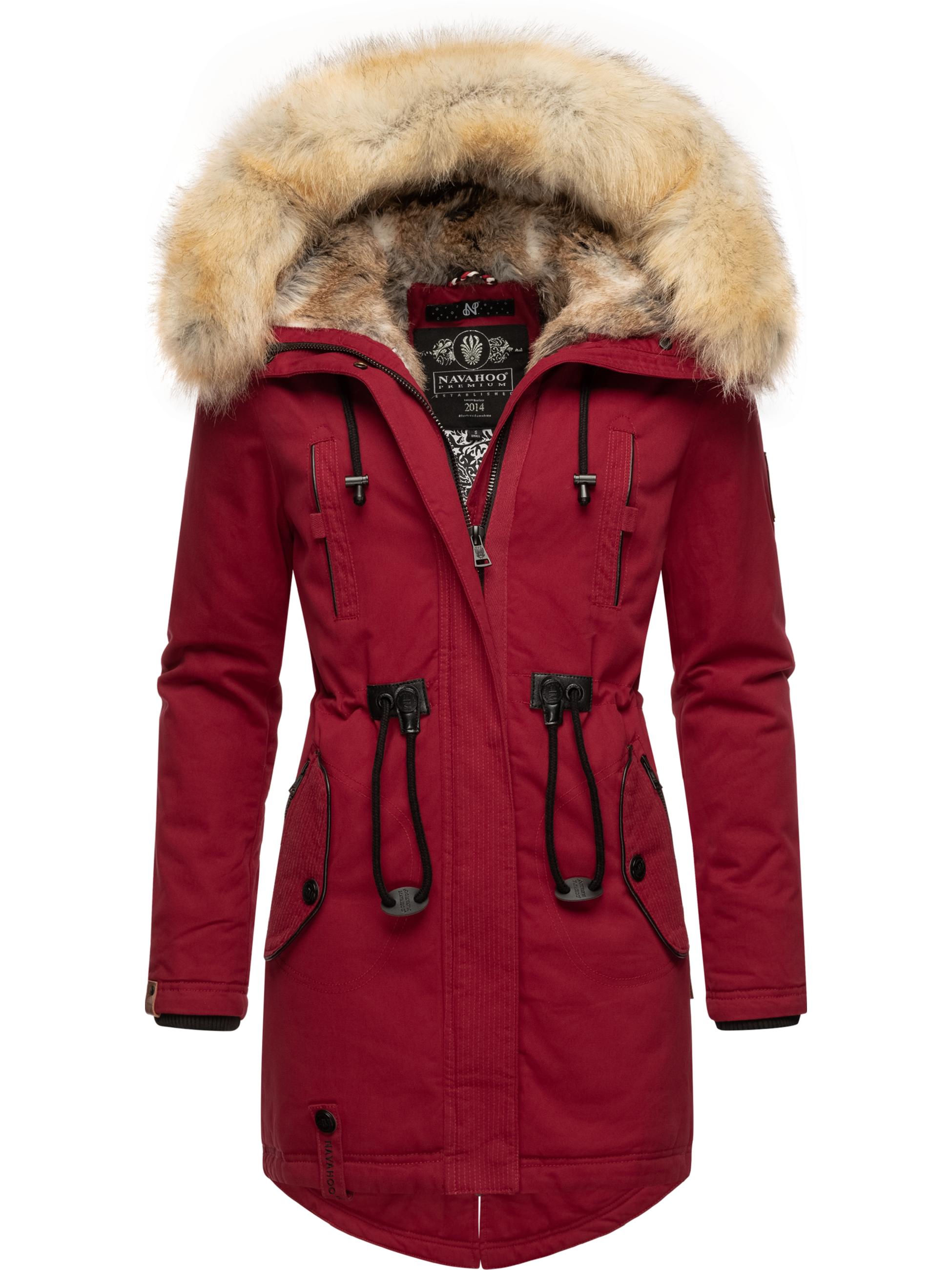 Winterparka mit Kunstfell-Kapuze "Bombii" Blood Red