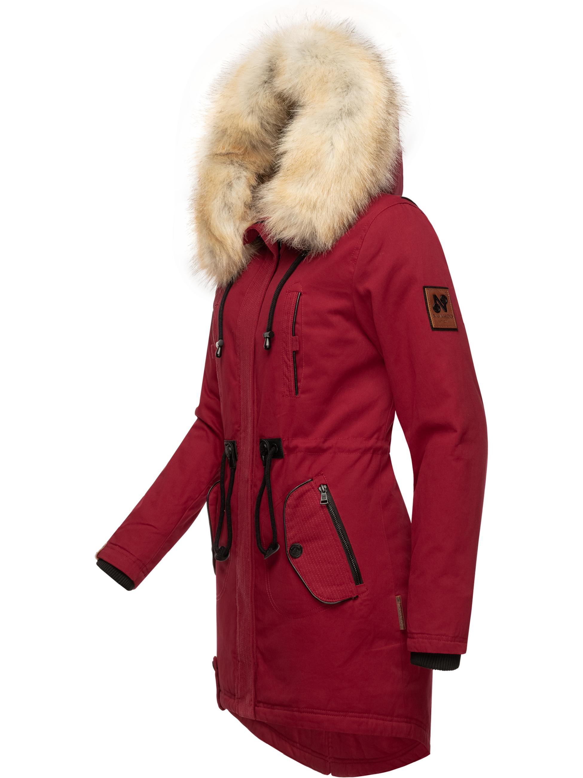 Winterparka mit Kunstfell-Kapuze "Bombii" Blood Red