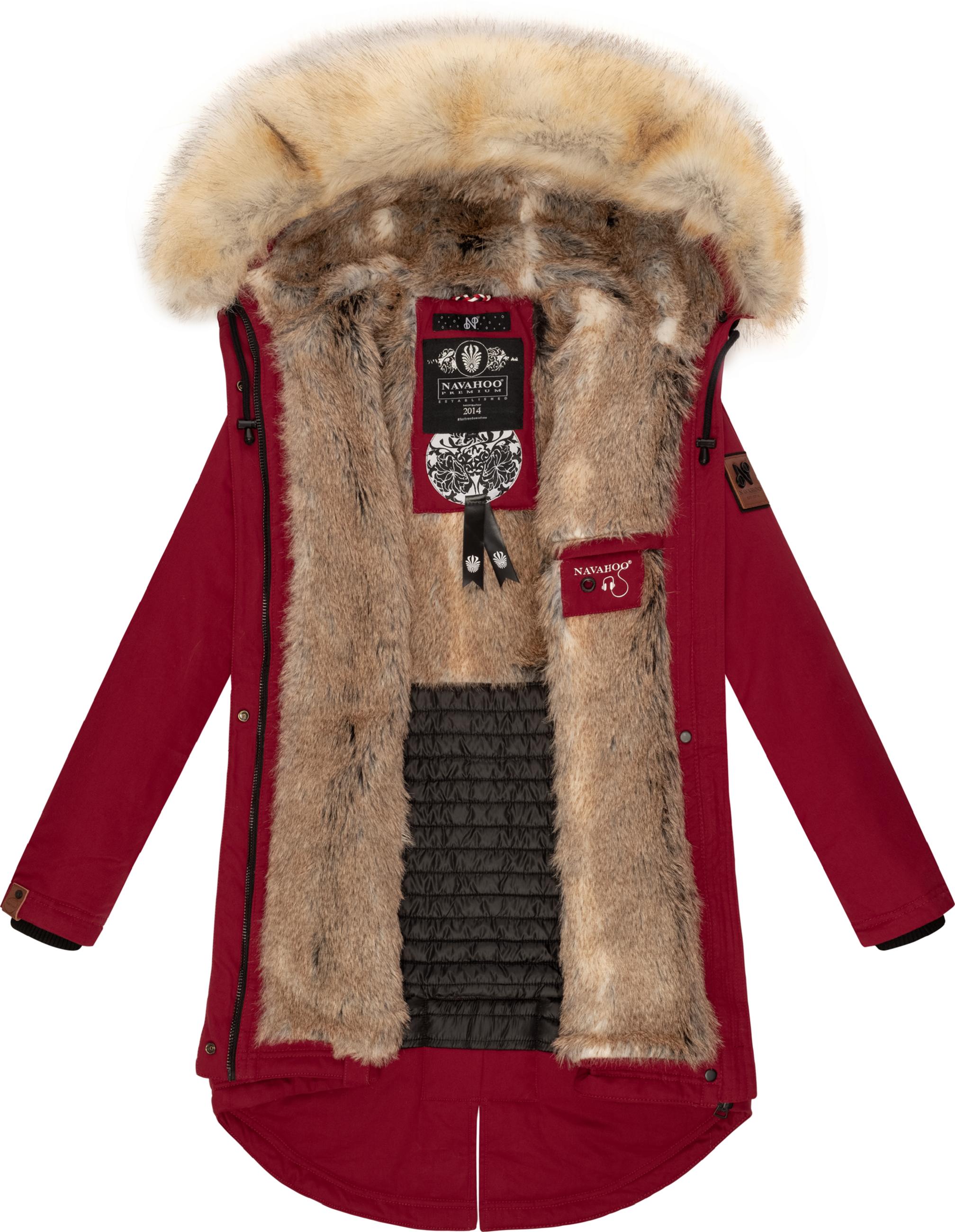 Winterparka mit Kunstfell-Kapuze "Bombii" Blood Red