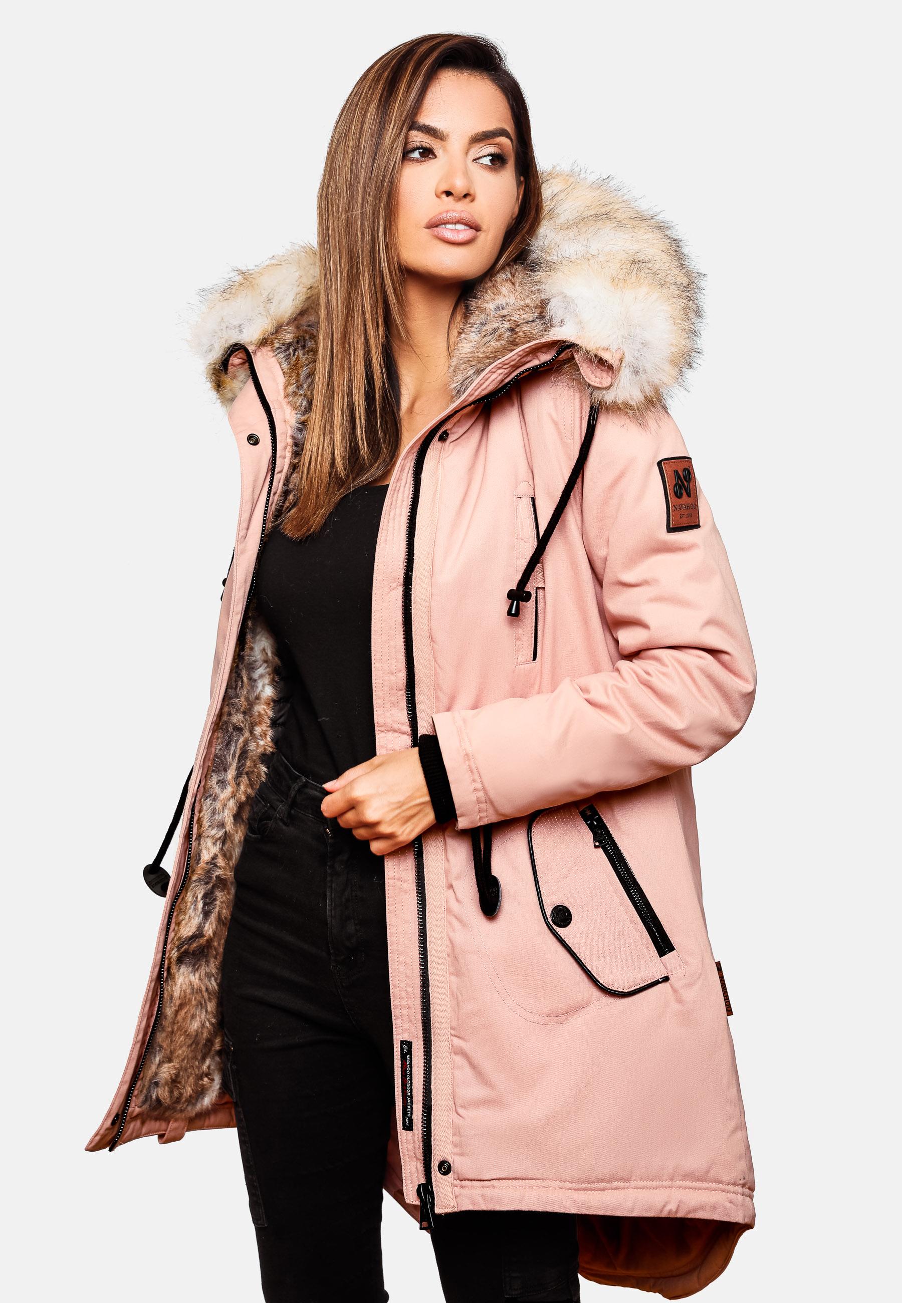 Winterparka mit Kunstfell-Kapuze "Bombii" Rosa