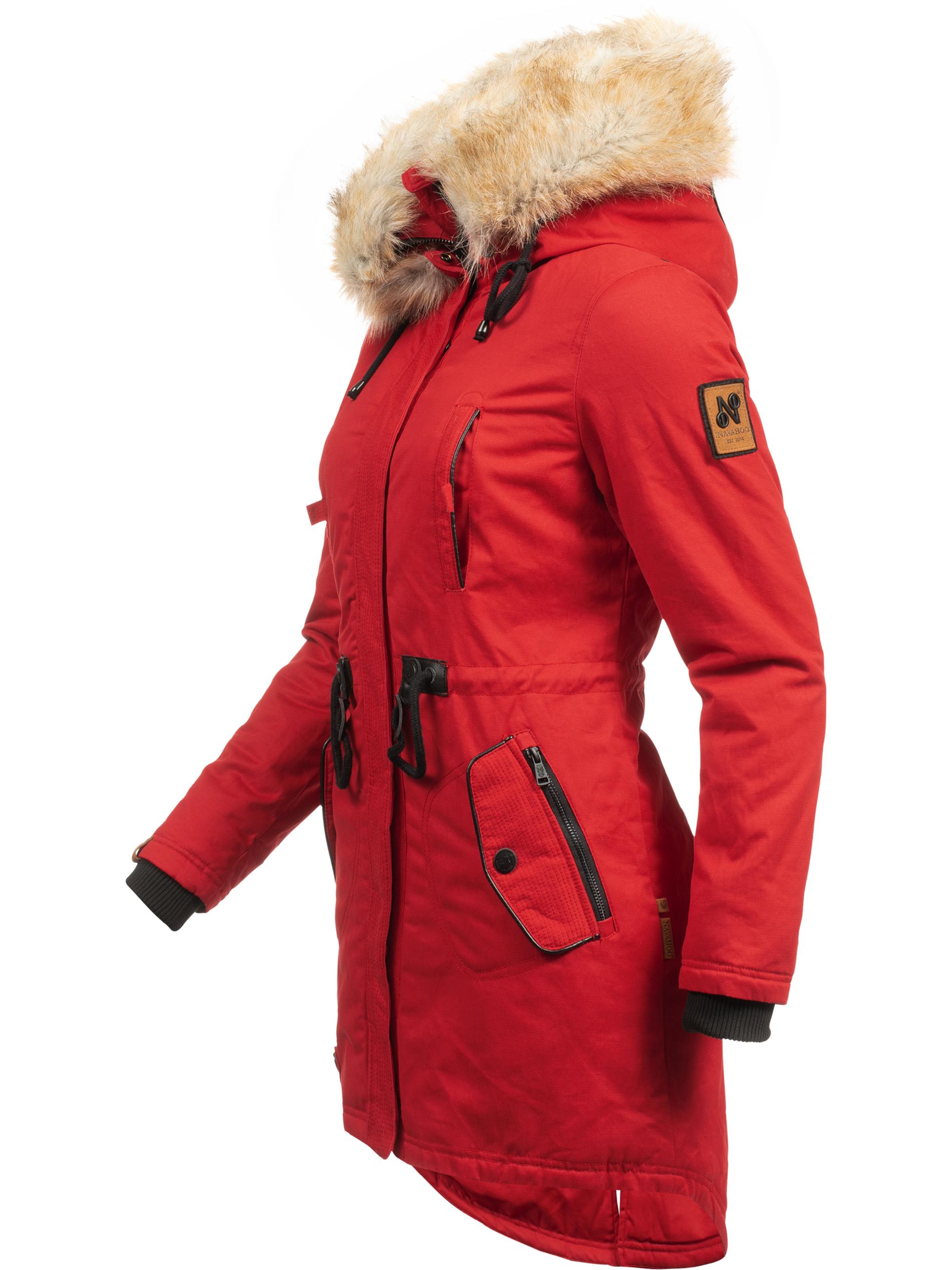 Winterparka mit Kunstfell-Kapuze "Bombii" Rot