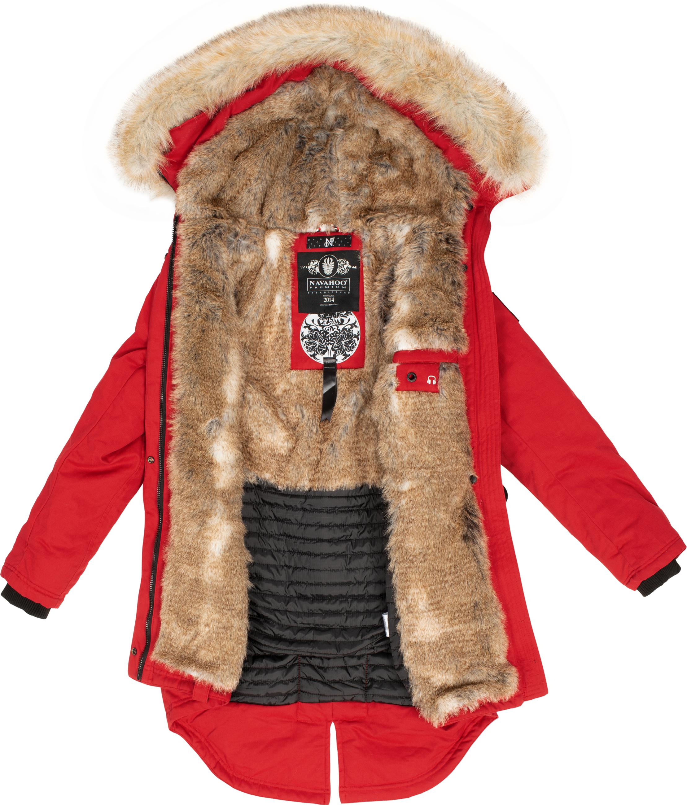 Winterparka mit Kunstfell-Kapuze "Bombii" Rot