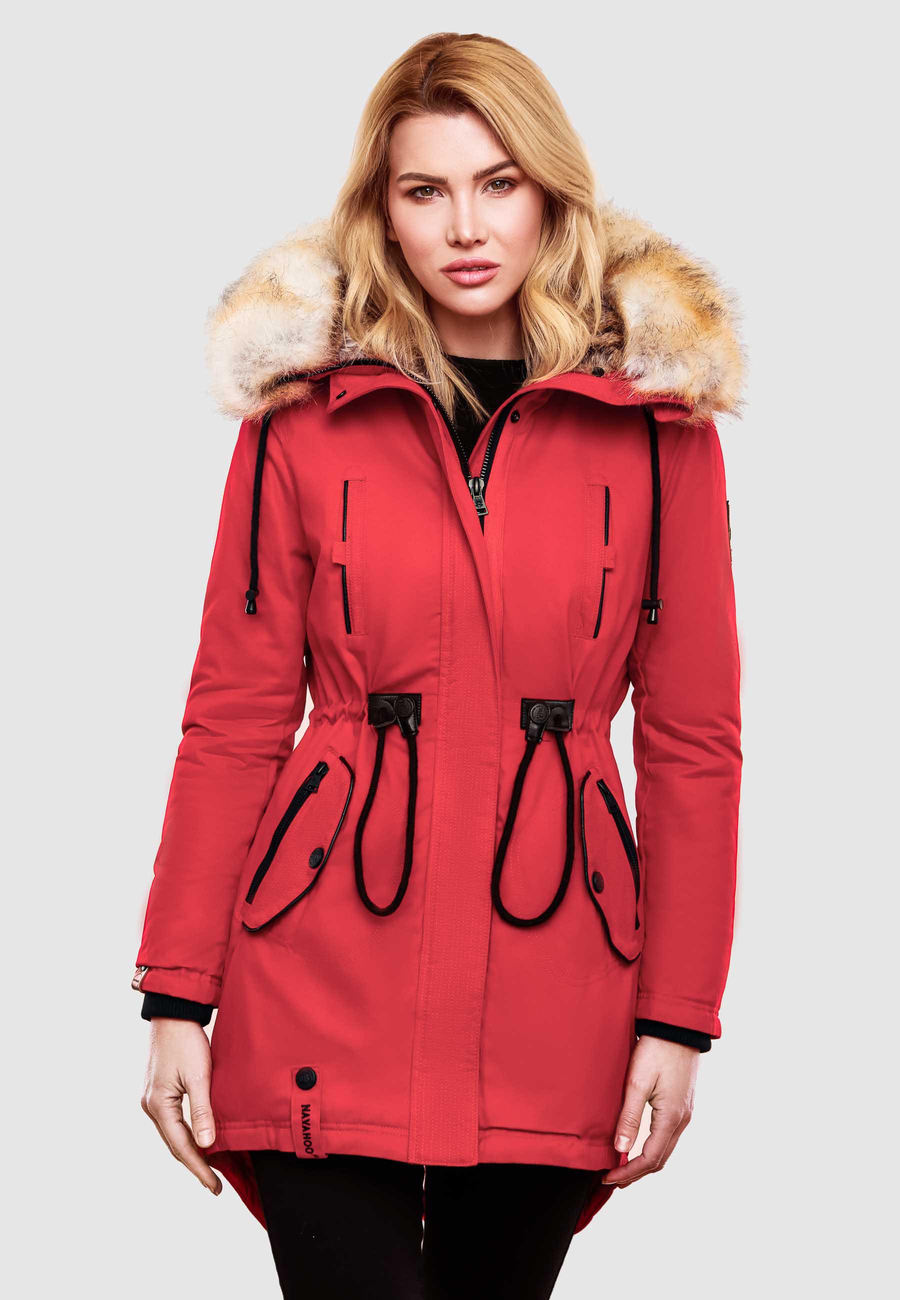 Winterparka mit Kunstfell-Kapuze "Bombii" Rot