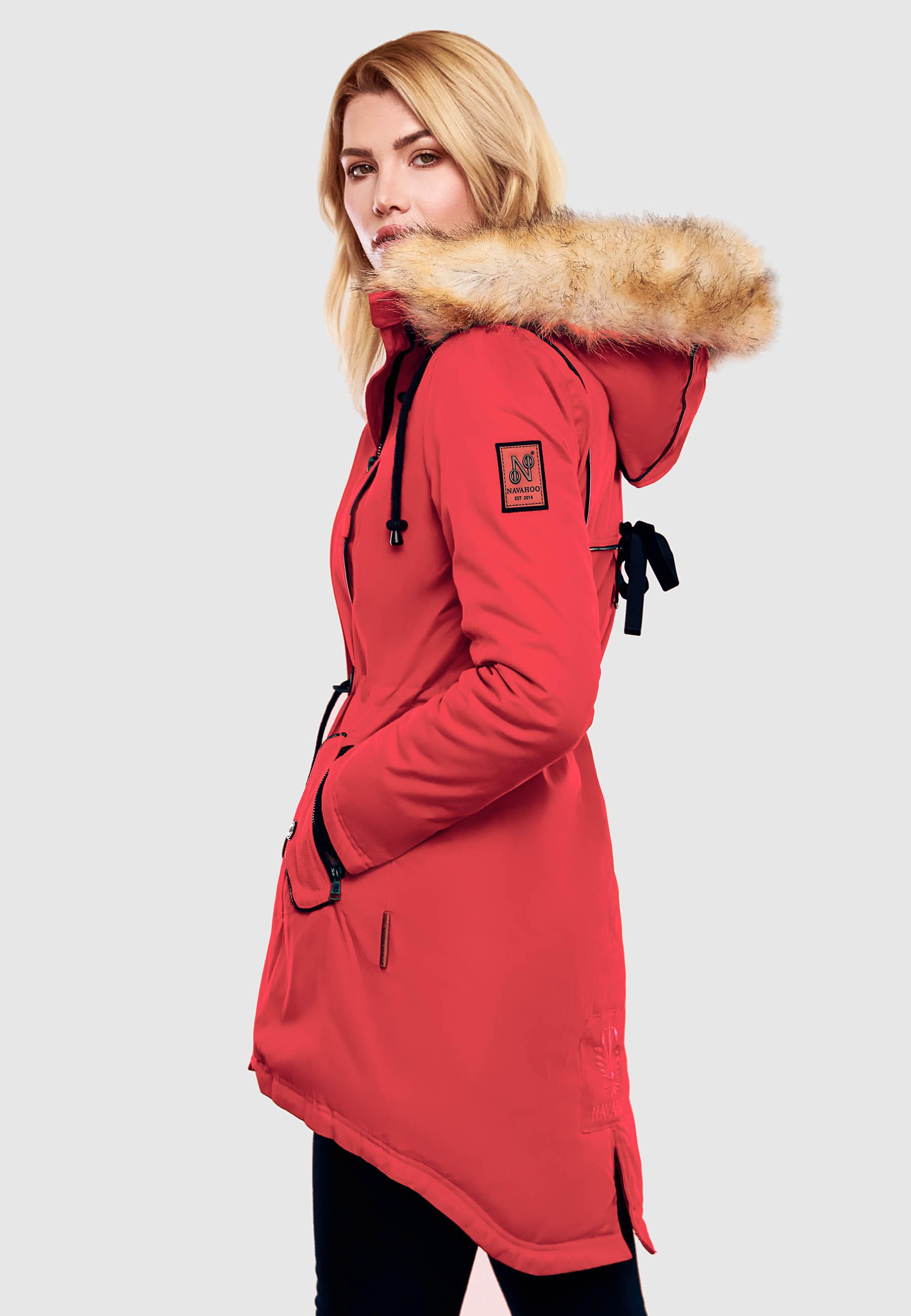 Winterparka mit Kunstfell-Kapuze "Bombii" Rot