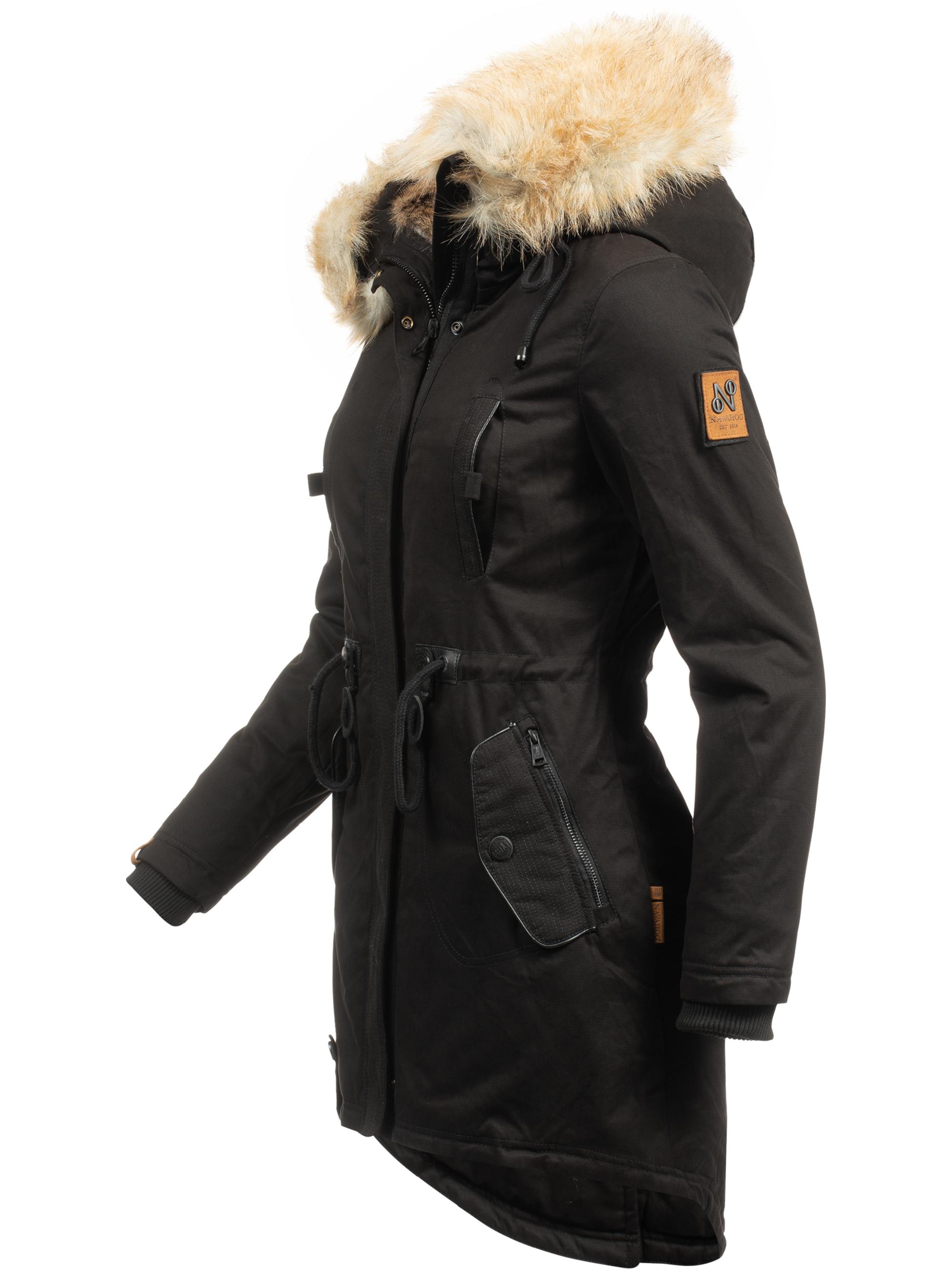 Winterparka mit Kunstfell-Kapuze "Bombii" Schwarz