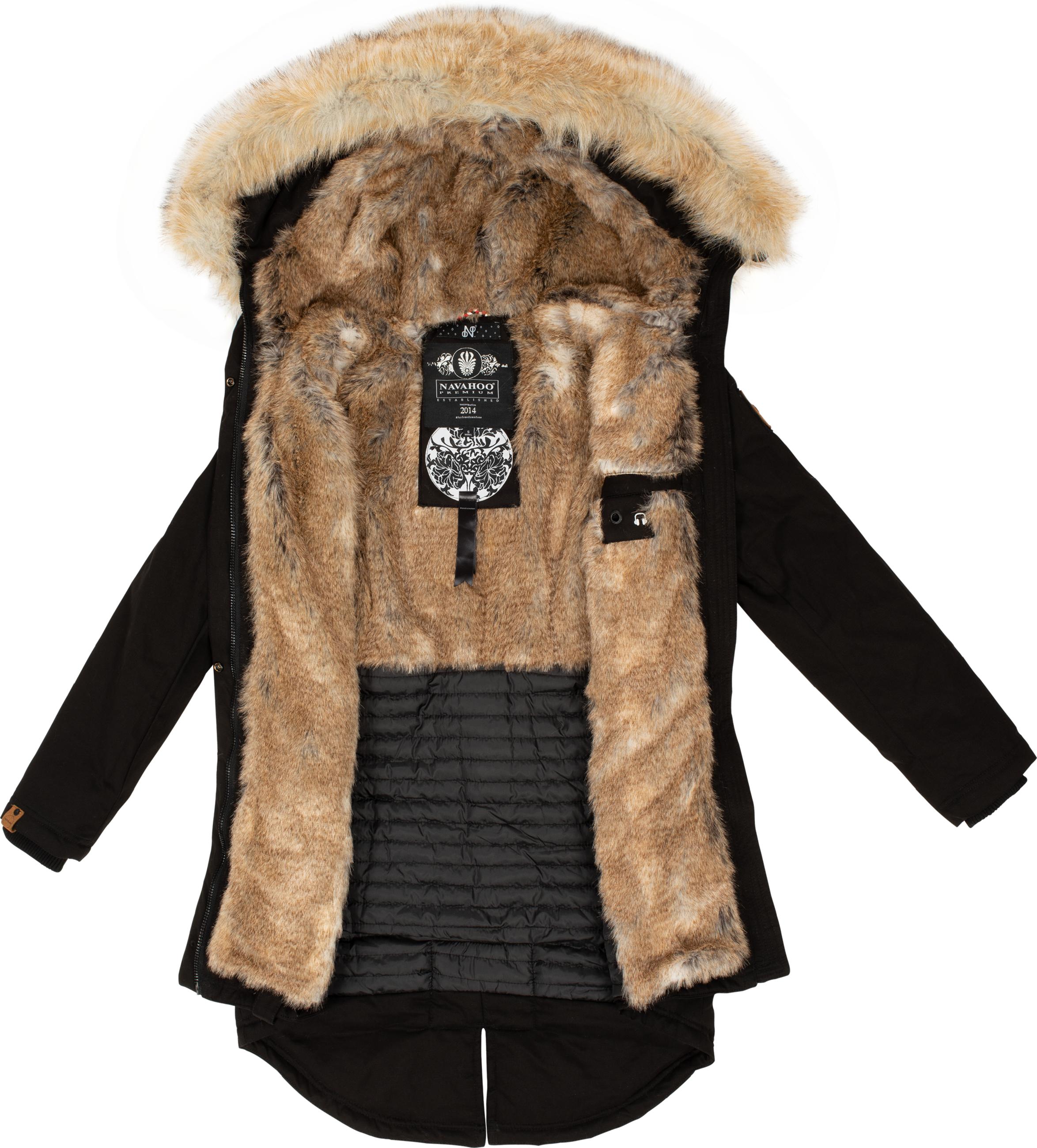 Winterparka mit Kunstfell-Kapuze "Bombii" Schwarz