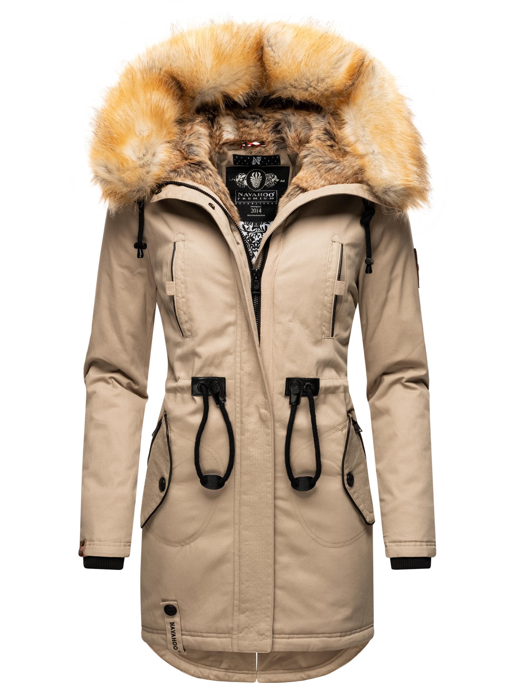 Winterparka mit Kunstfell-Kapuze "Bombii" Taupe