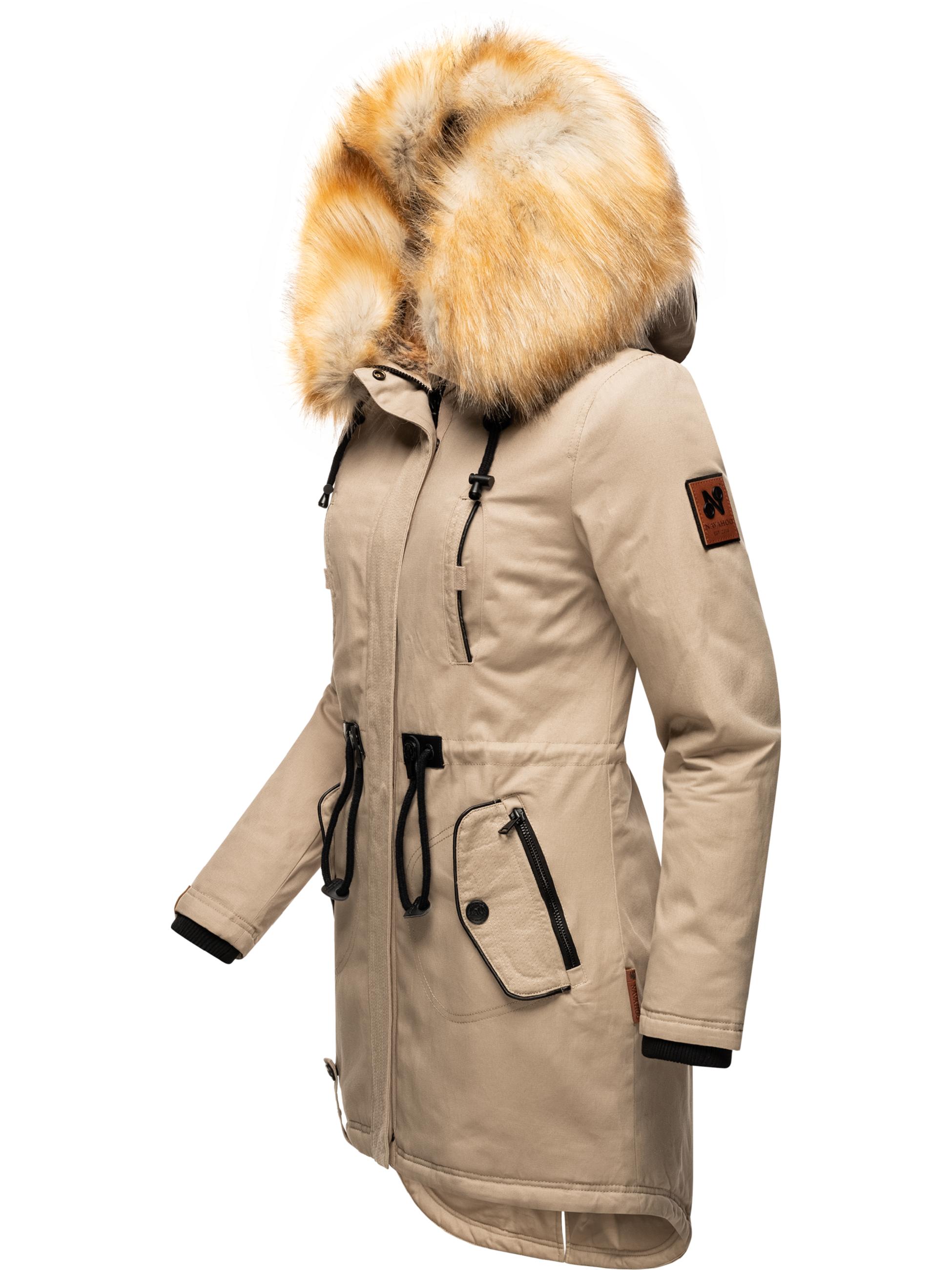 Winterparka mit Kunstfell-Kapuze "Bombii" Taupe