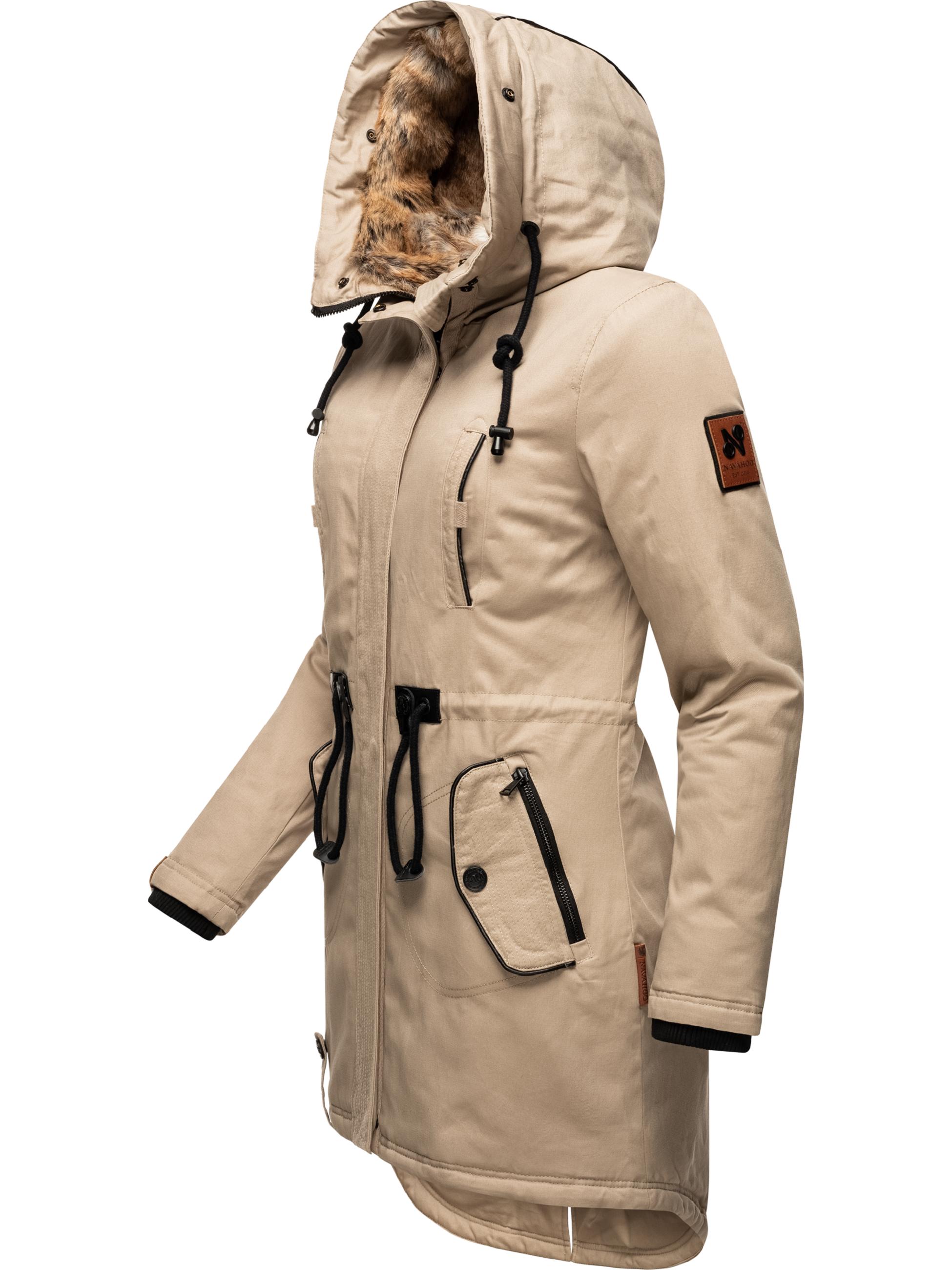 Winterparka mit Kunstfell-Kapuze "Bombii" Taupe