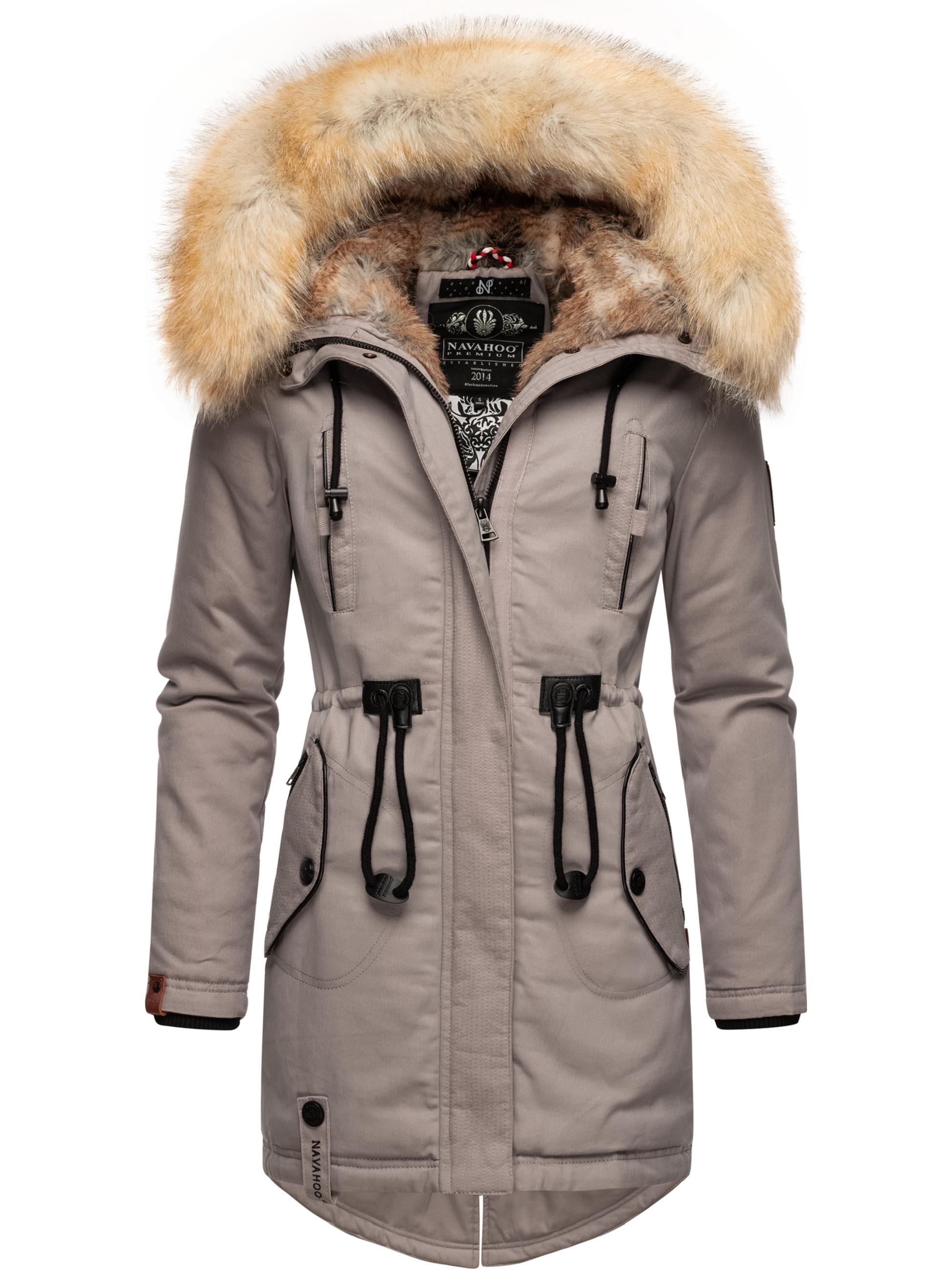 Winterparka mit Kunstfell-Kapuze "Bombii" Zinc Grey