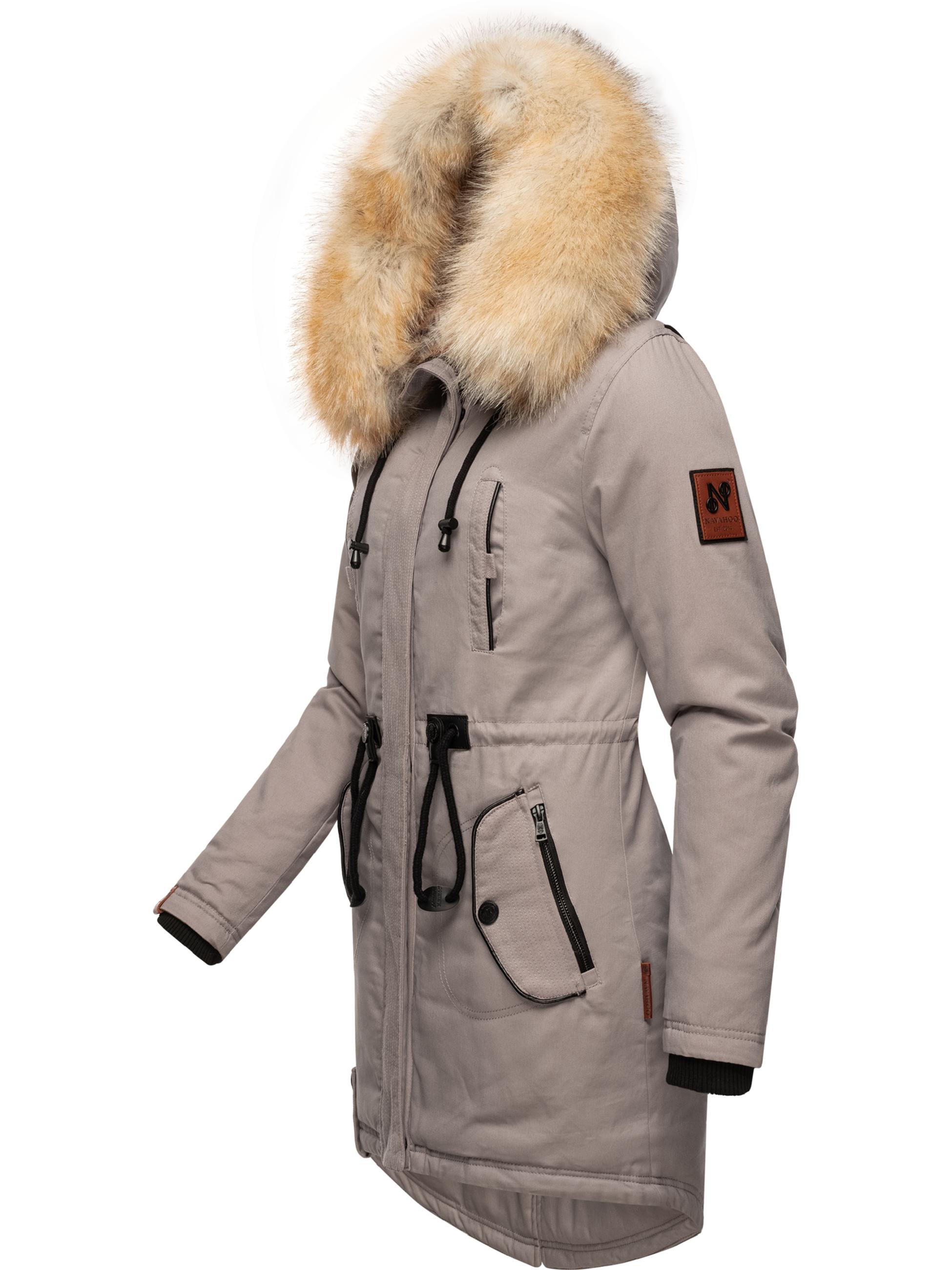 Winterparka mit Kunstfell-Kapuze "Bombii" Zinc Grey