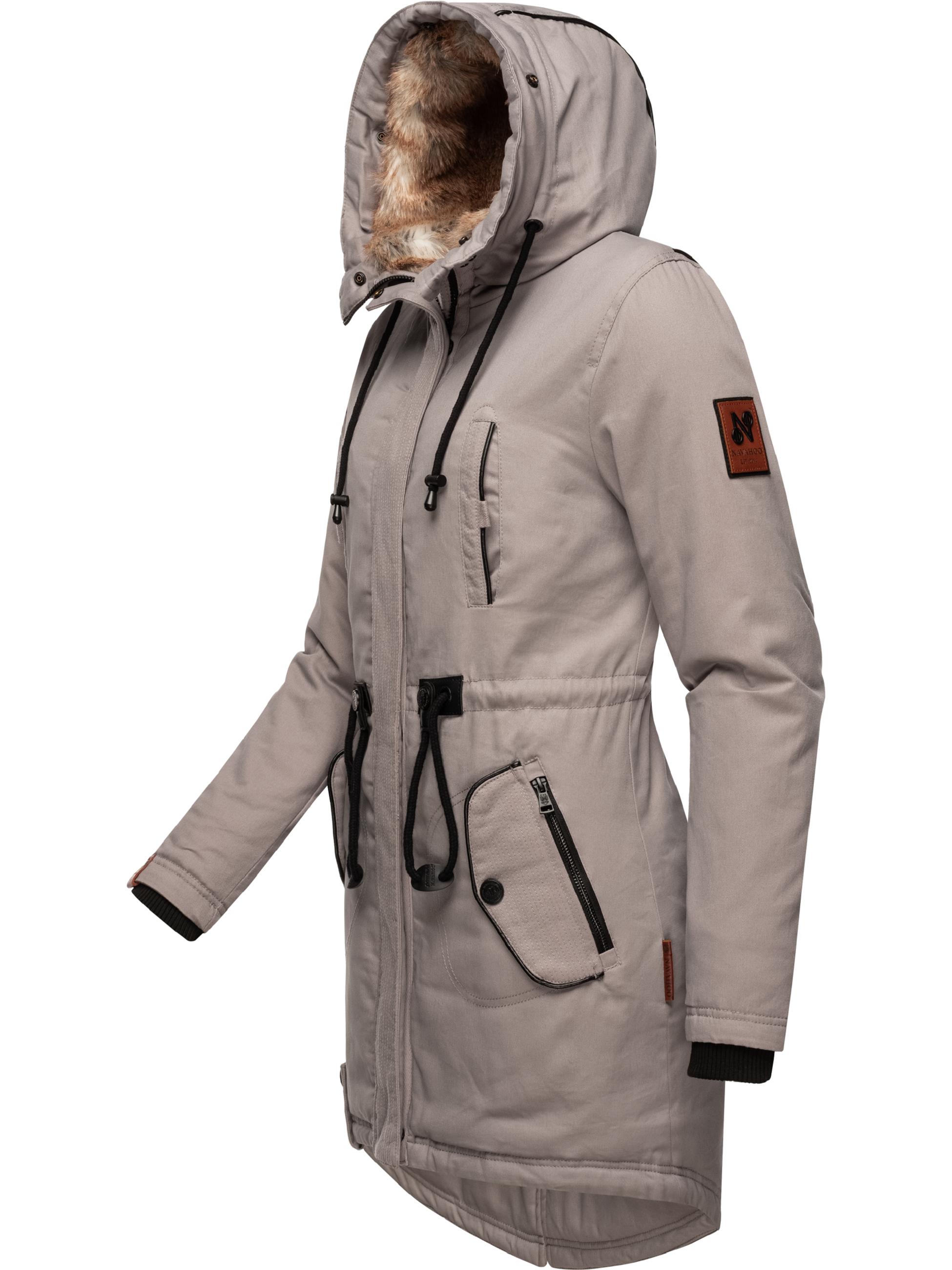 Winterparka mit Kunstfell-Kapuze "Bombii" Zinc Grey