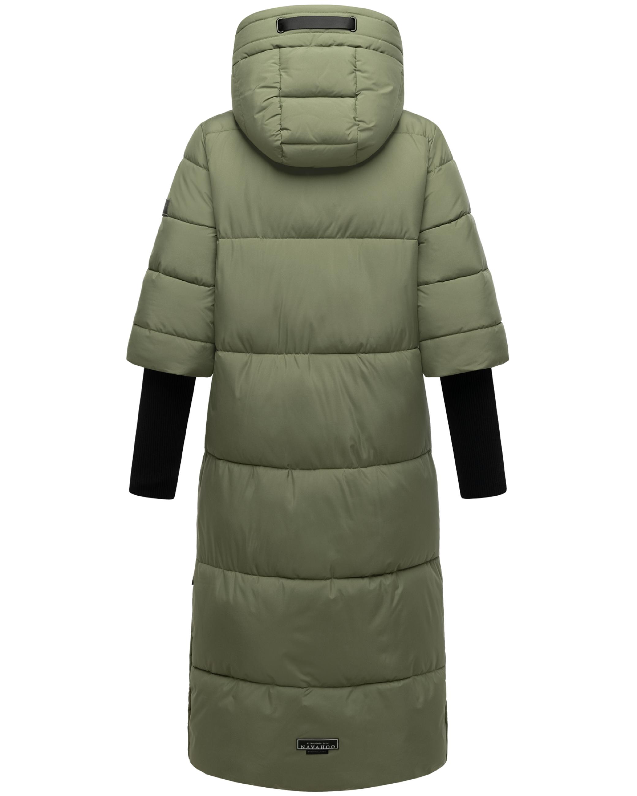 Warmer Steppmantel mit Rippstrickärmeln "Ciao Miau XIV" Olive Leaf
