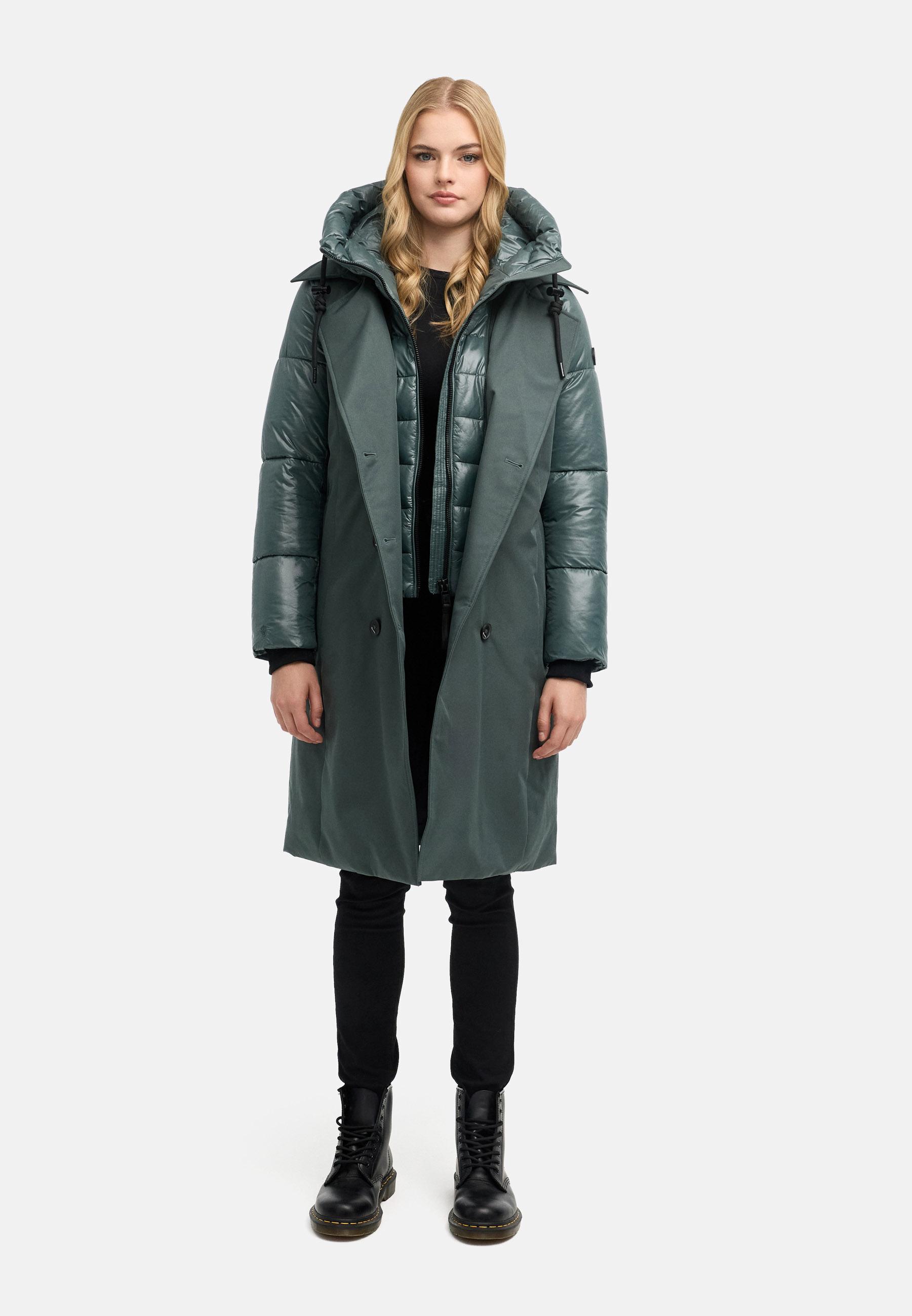 Trenchcoat mit herausnehmbarem Inlay "City-Glow 14" Stone Green