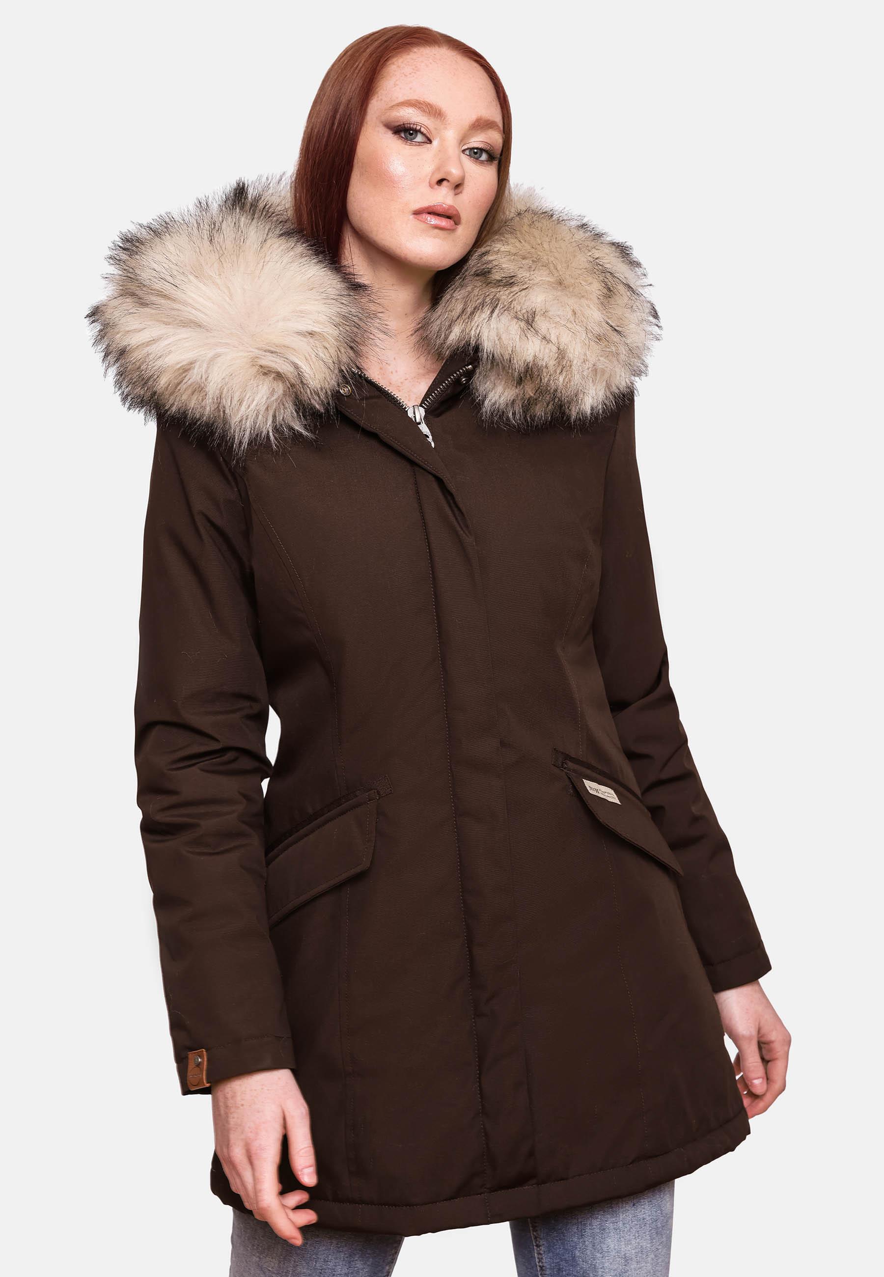 Winterparka mit Kapuze "Cristal" Dark Choco