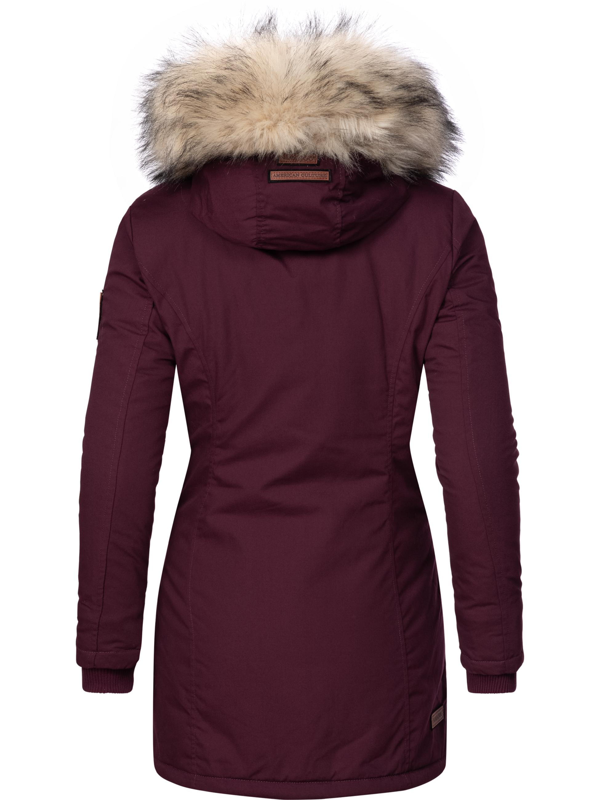 Winterparka mit Kapuze "Cristal" Weinrot