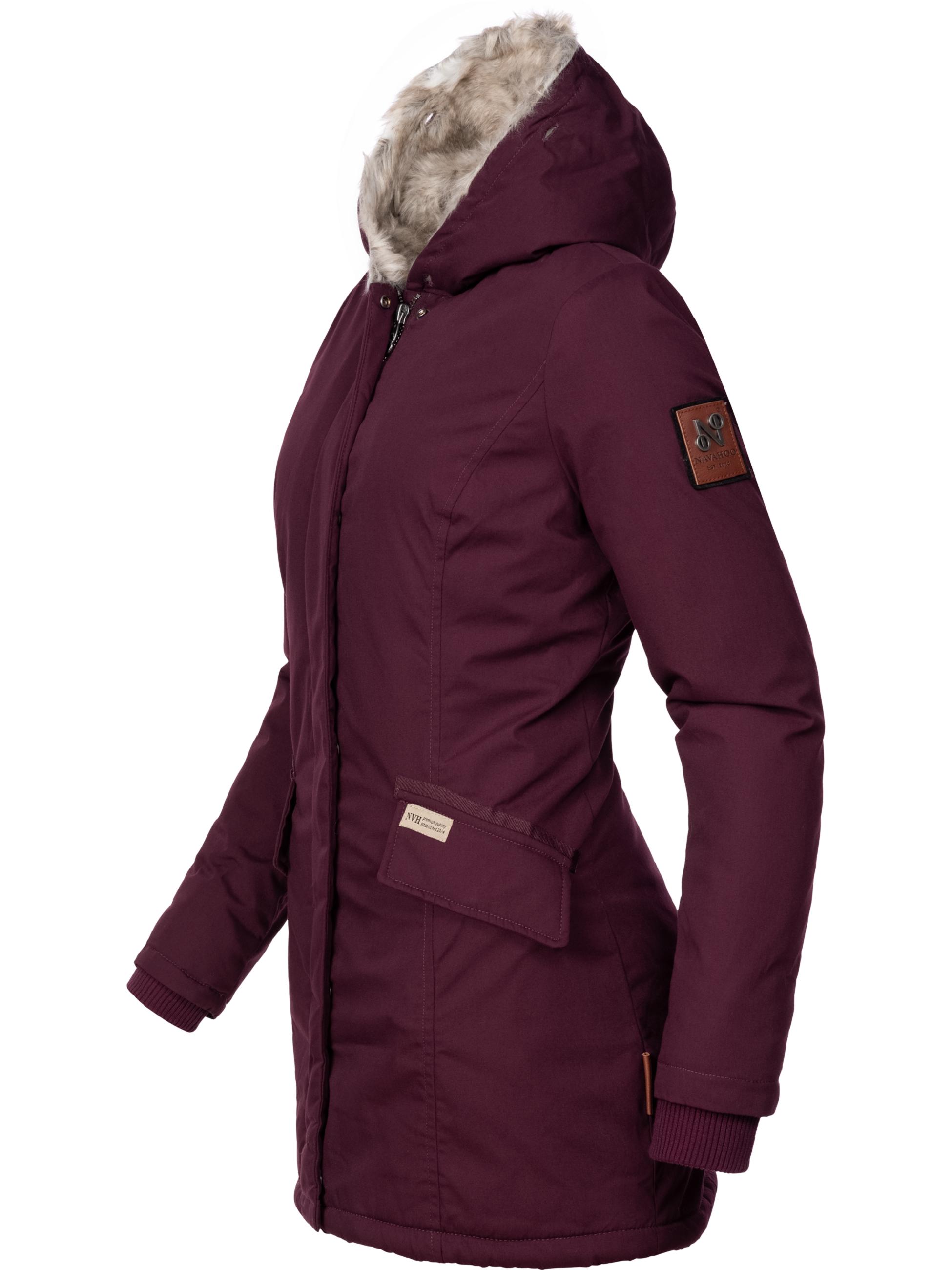 Winterparka mit Kapuze "Cristal" Weinrot