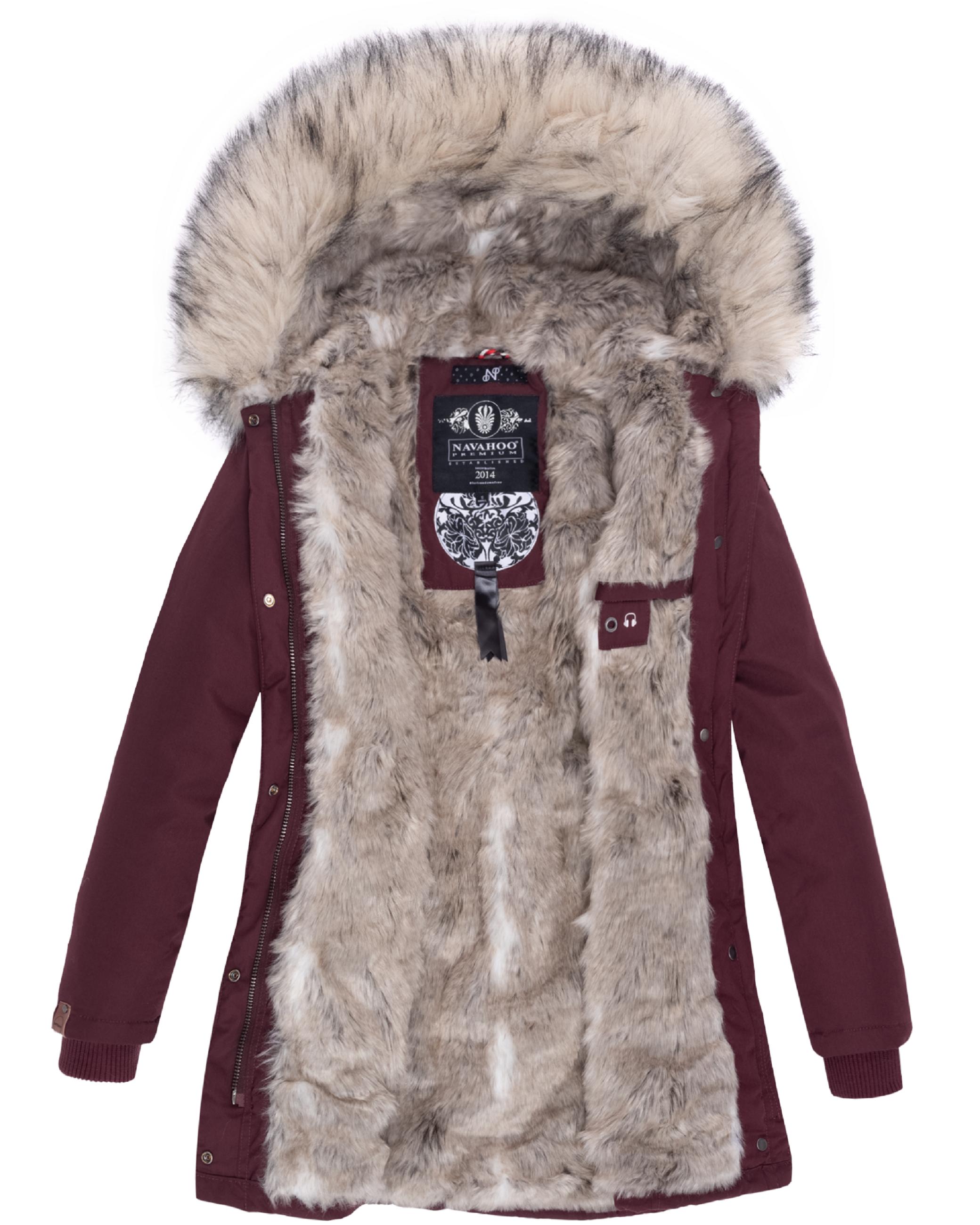 Winterparka mit Kapuze "Cristal" Weinrot