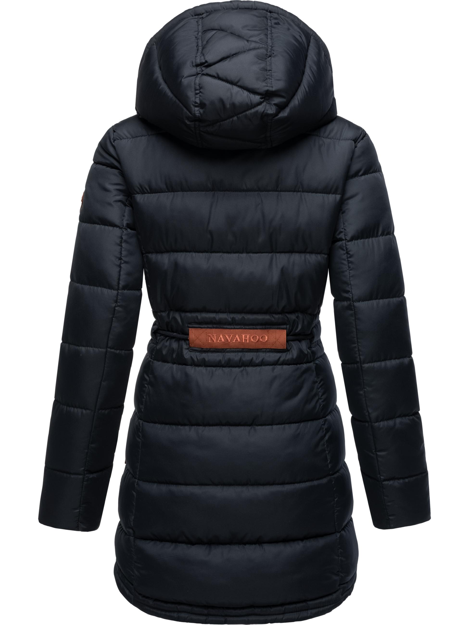 Langer Winter Steppmantel mit Kapuze "Daliee" Navy