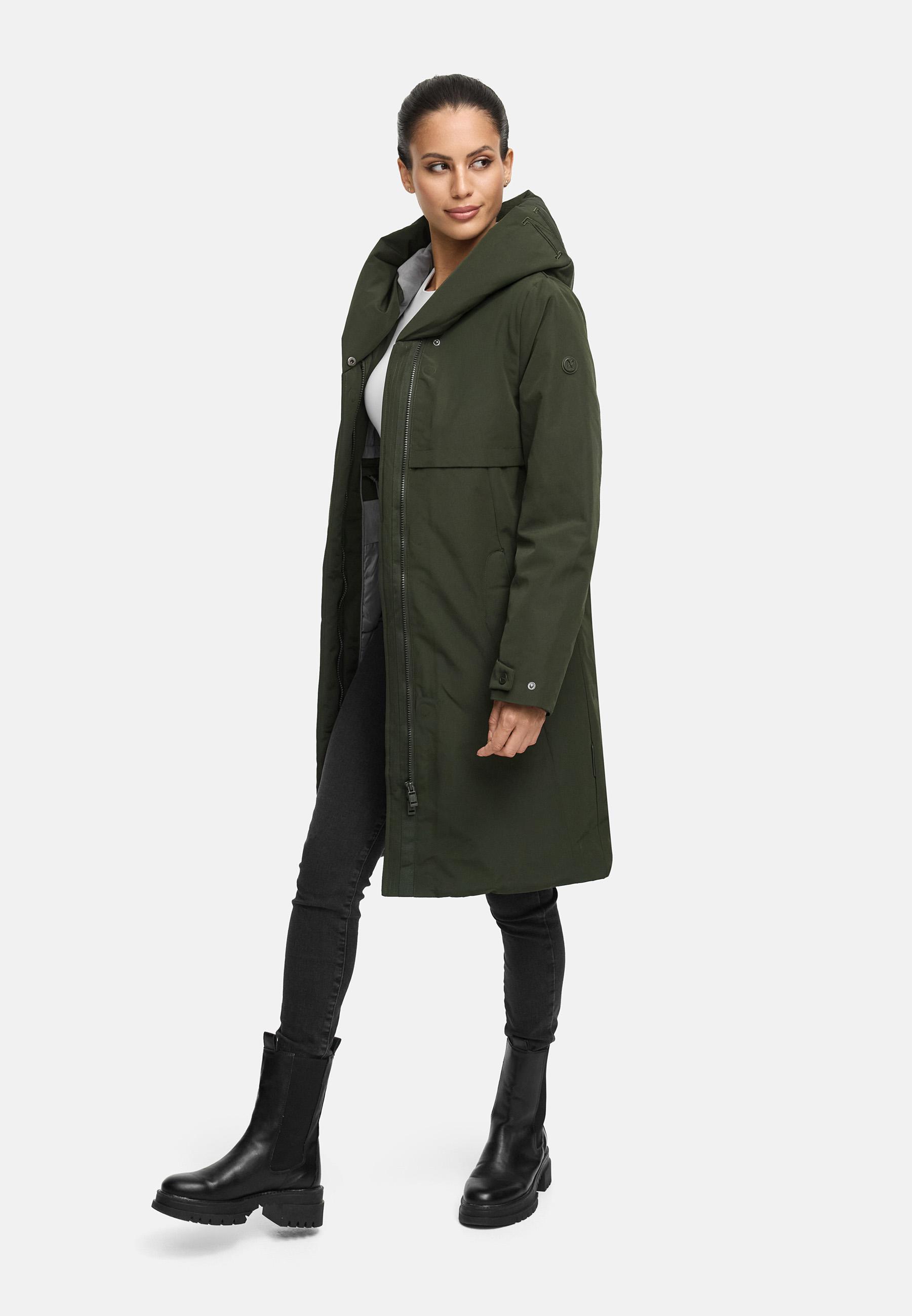 Wintermantel mit Kapuze "Domingaa 14" Olive