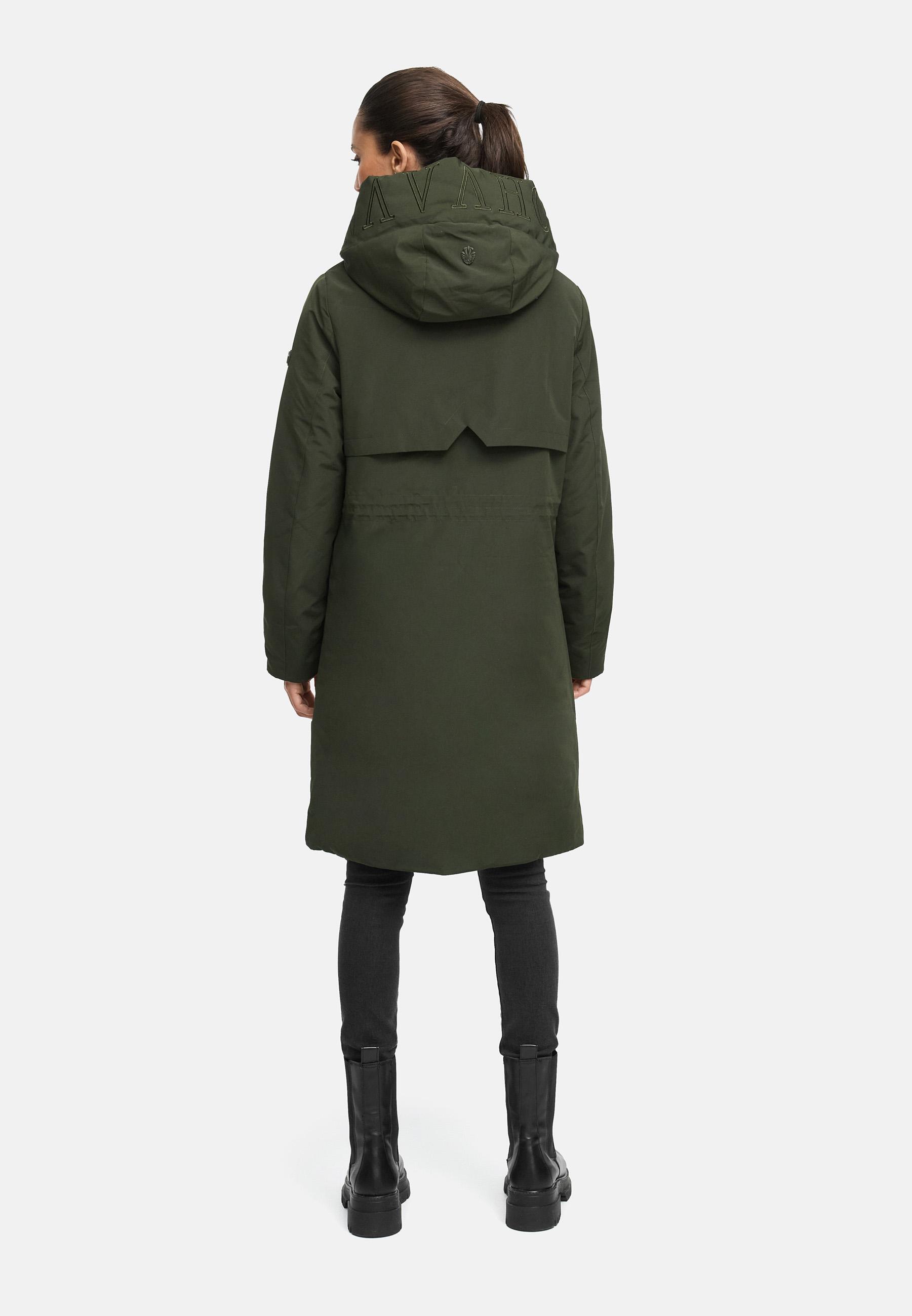 Wintermantel mit Kapuze "Domingaa 14" Olive