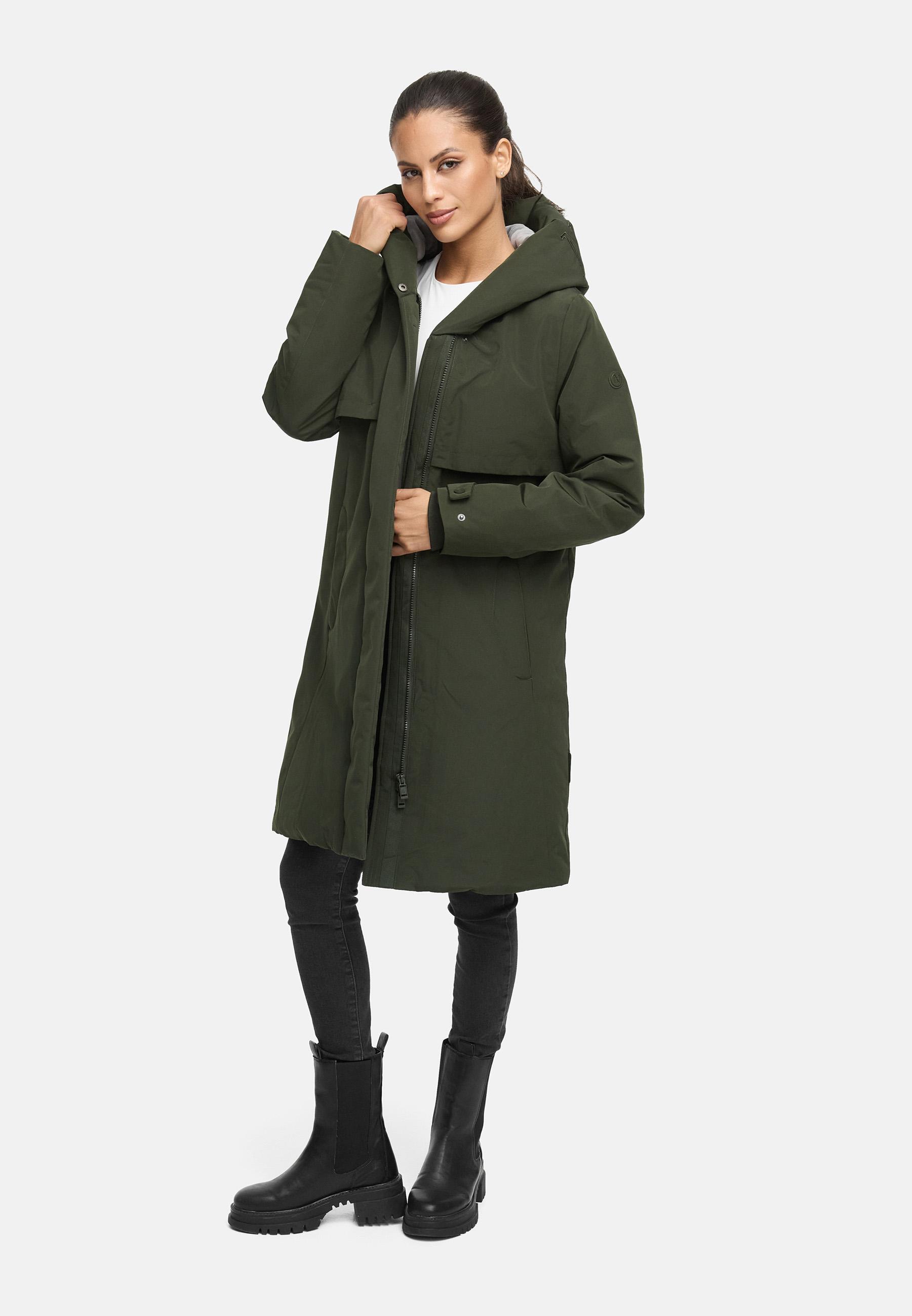 Wintermantel mit Kapuze "Domingaa 14" Olive
