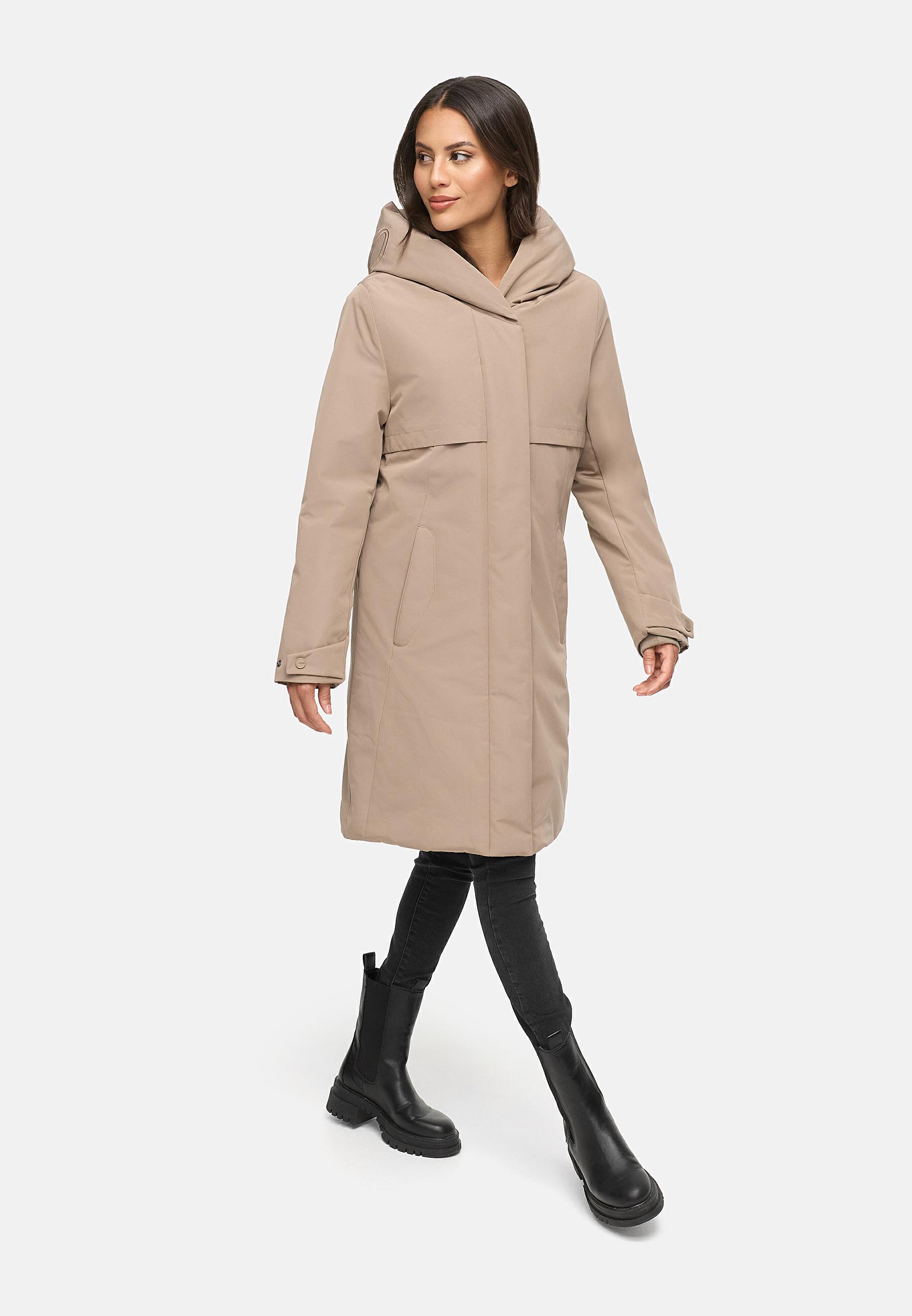 Wintermantel mit Kapuze "Domingaa 14" Taupe Grey