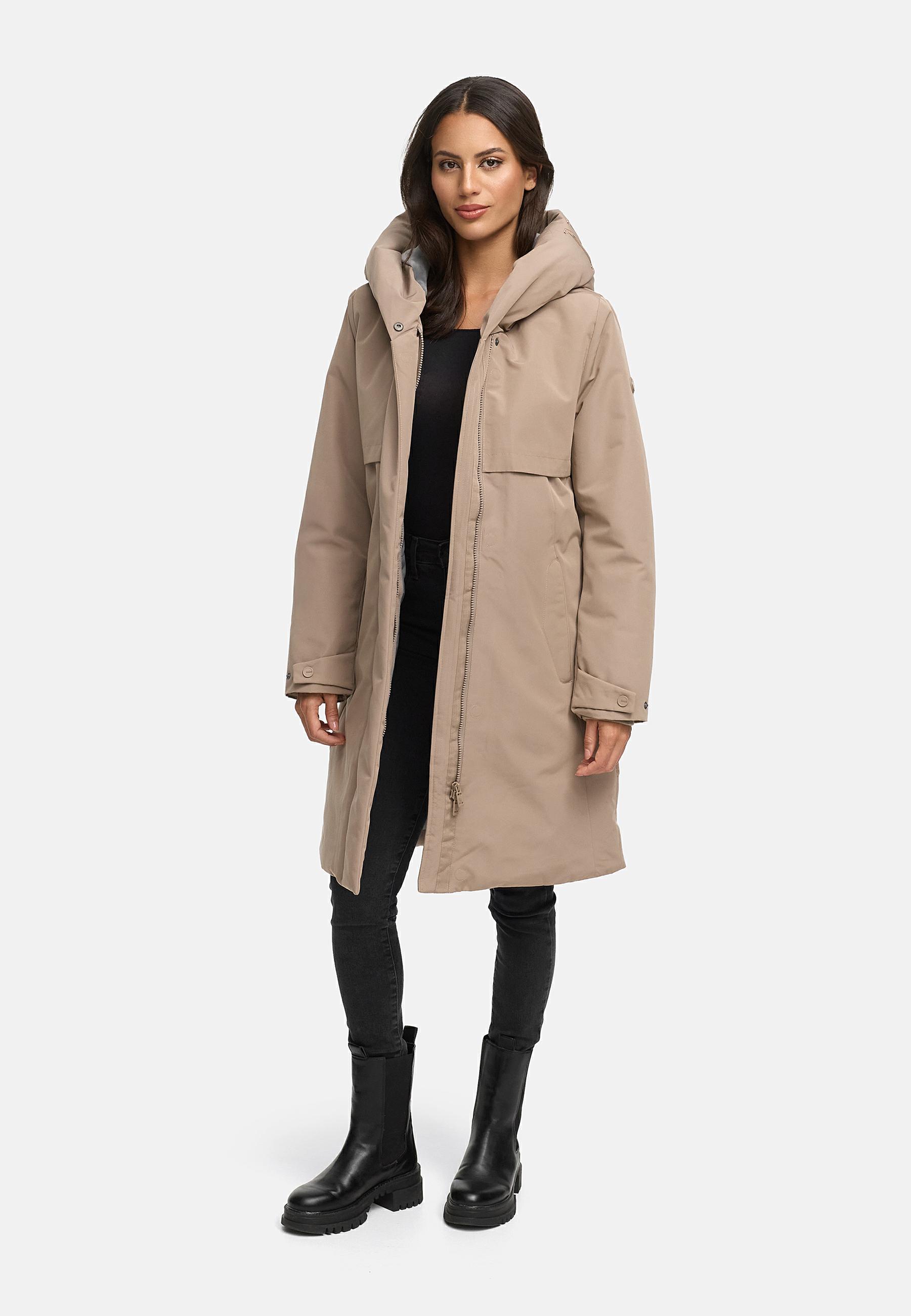 Wintermantel mit Kapuze "Domingaa 14" Taupe Grey