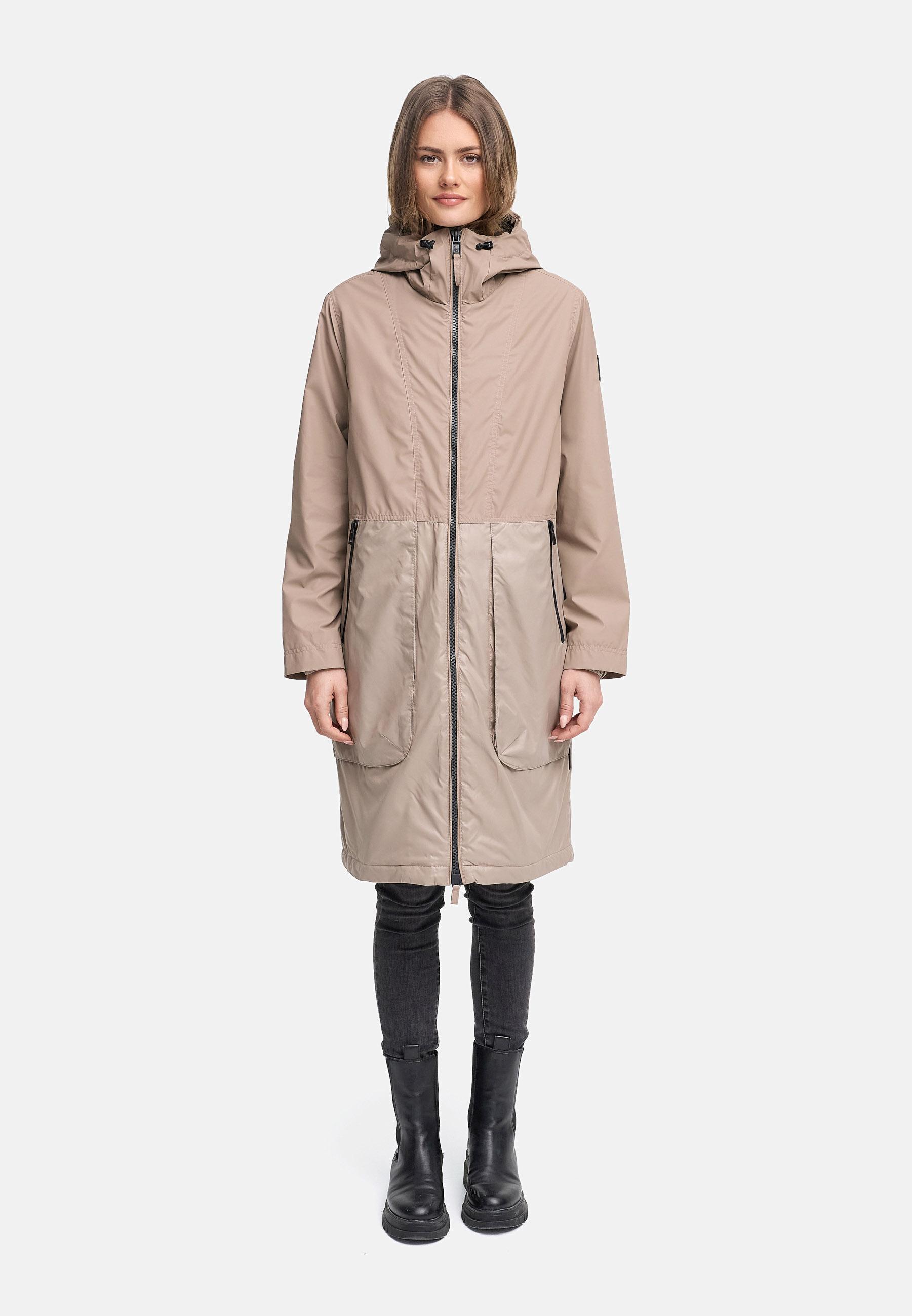 Leichter Übergangsmantel mit Kapuze "Edelumhang 14" Taupe Grey