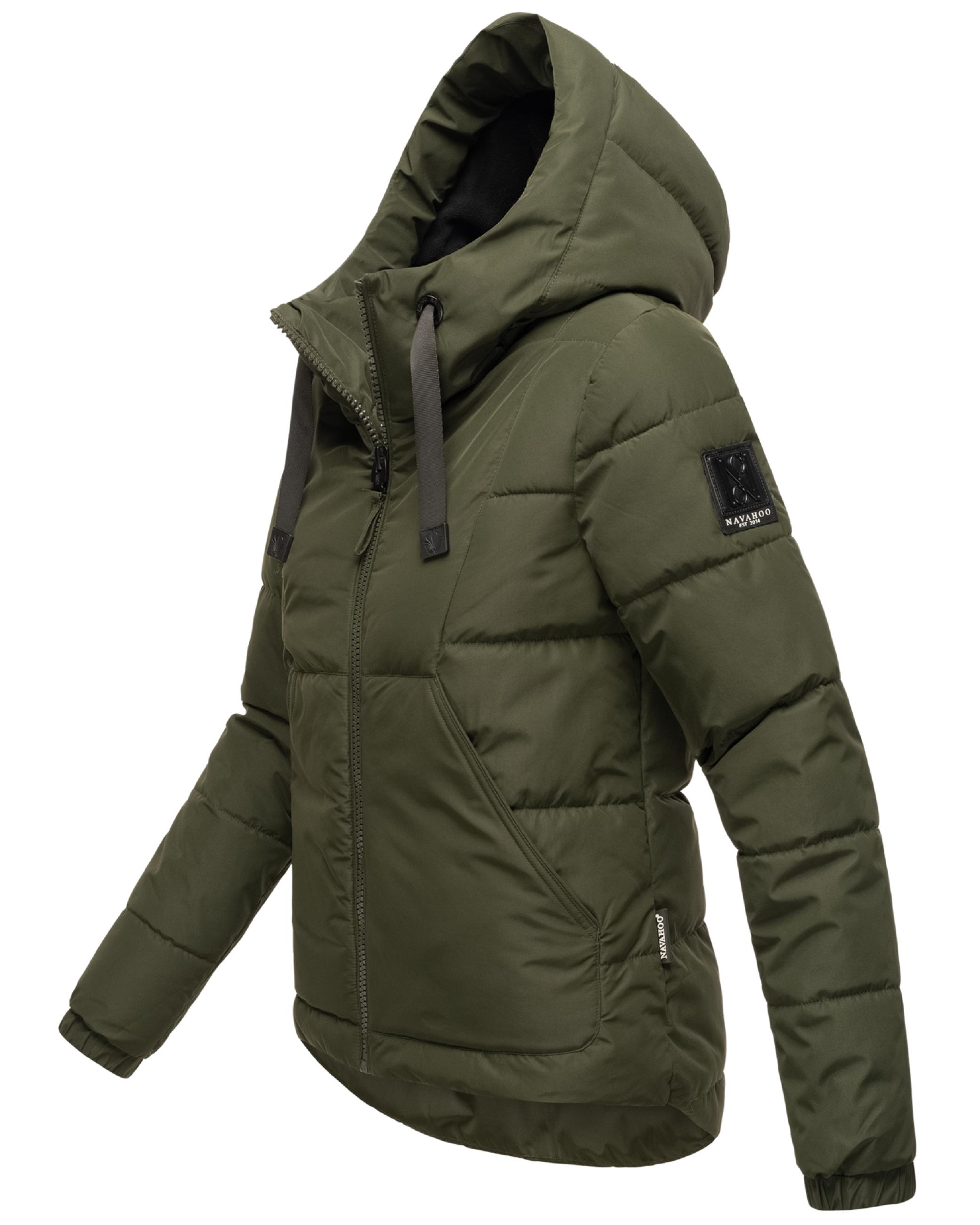 Modische Steppjacke mit Kapuze "Eisbällchen" Dark Olive