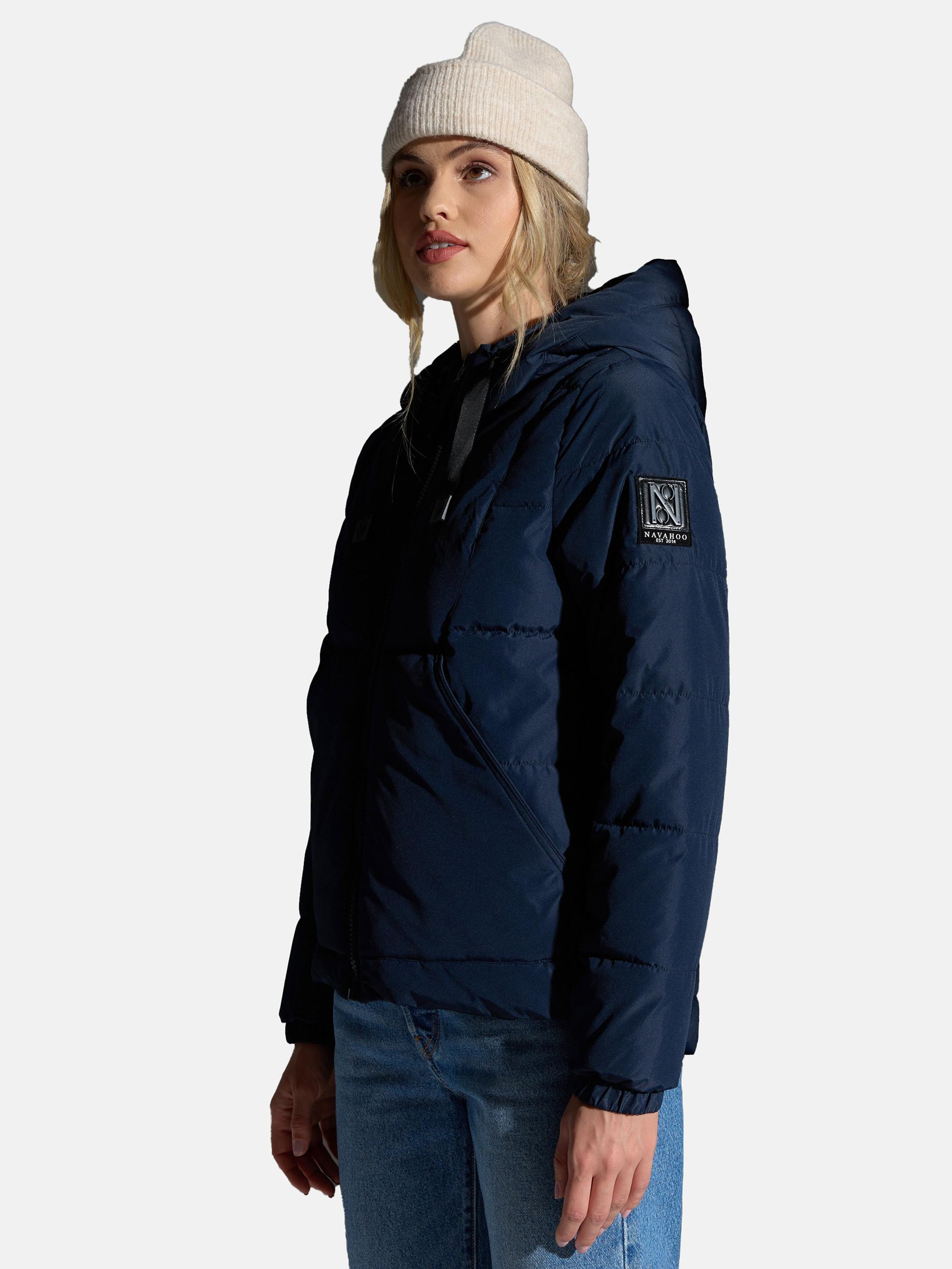 Modische Steppjacke mit Kapuze "Eisbällchen" Navy