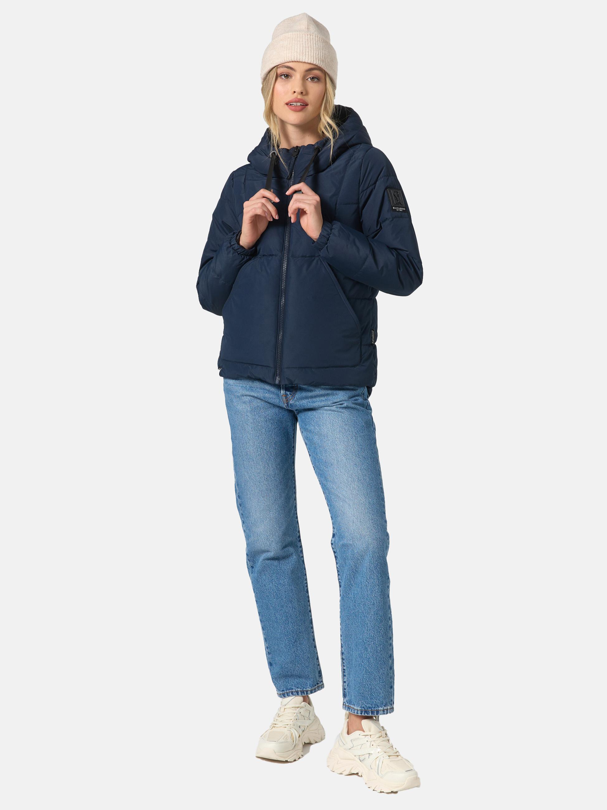 Modische Steppjacke mit Kapuze "Eisbällchen" Navy