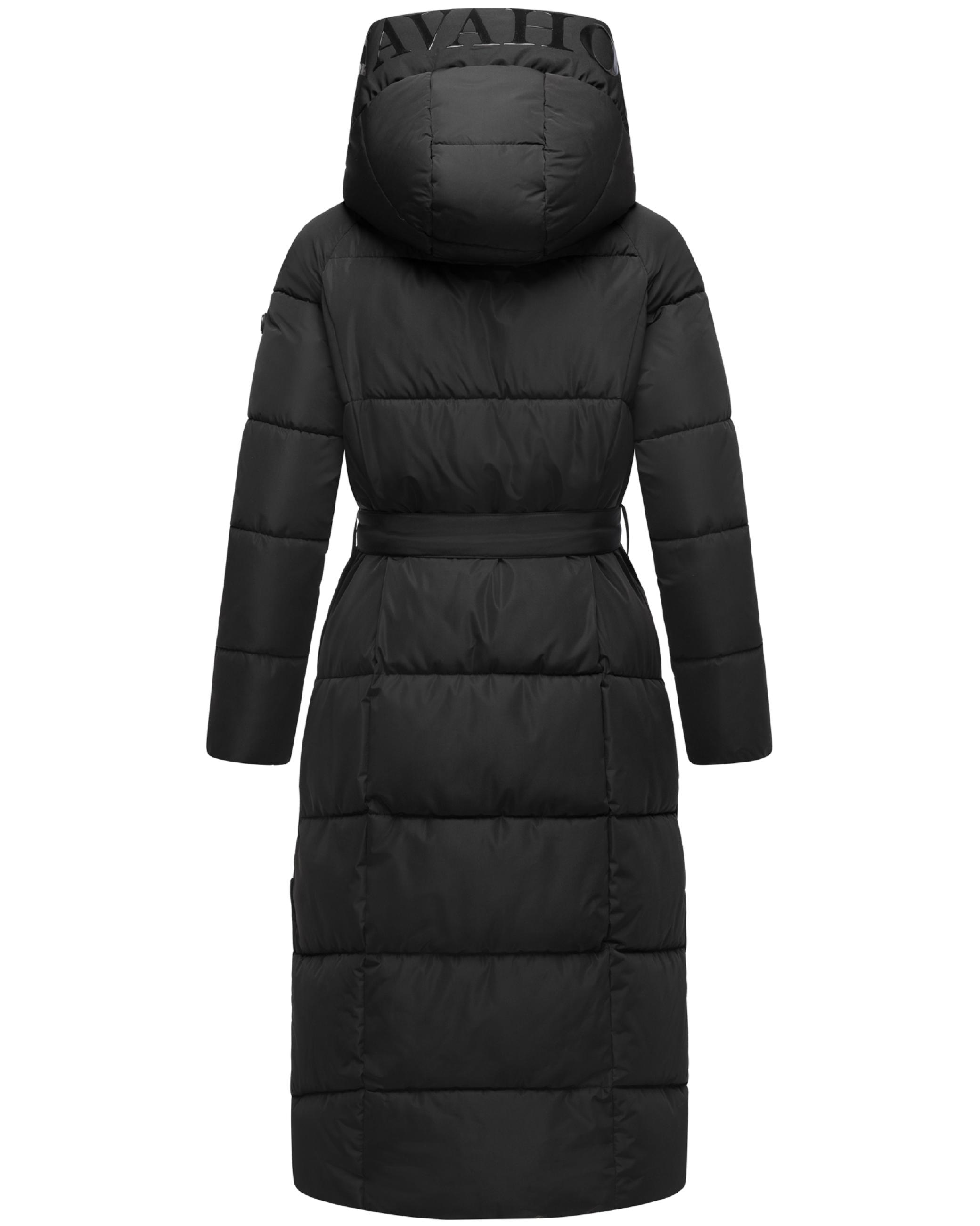 Winter Steppmantel mit Kapuze und Taillengürtel "Eisblick 14" Black