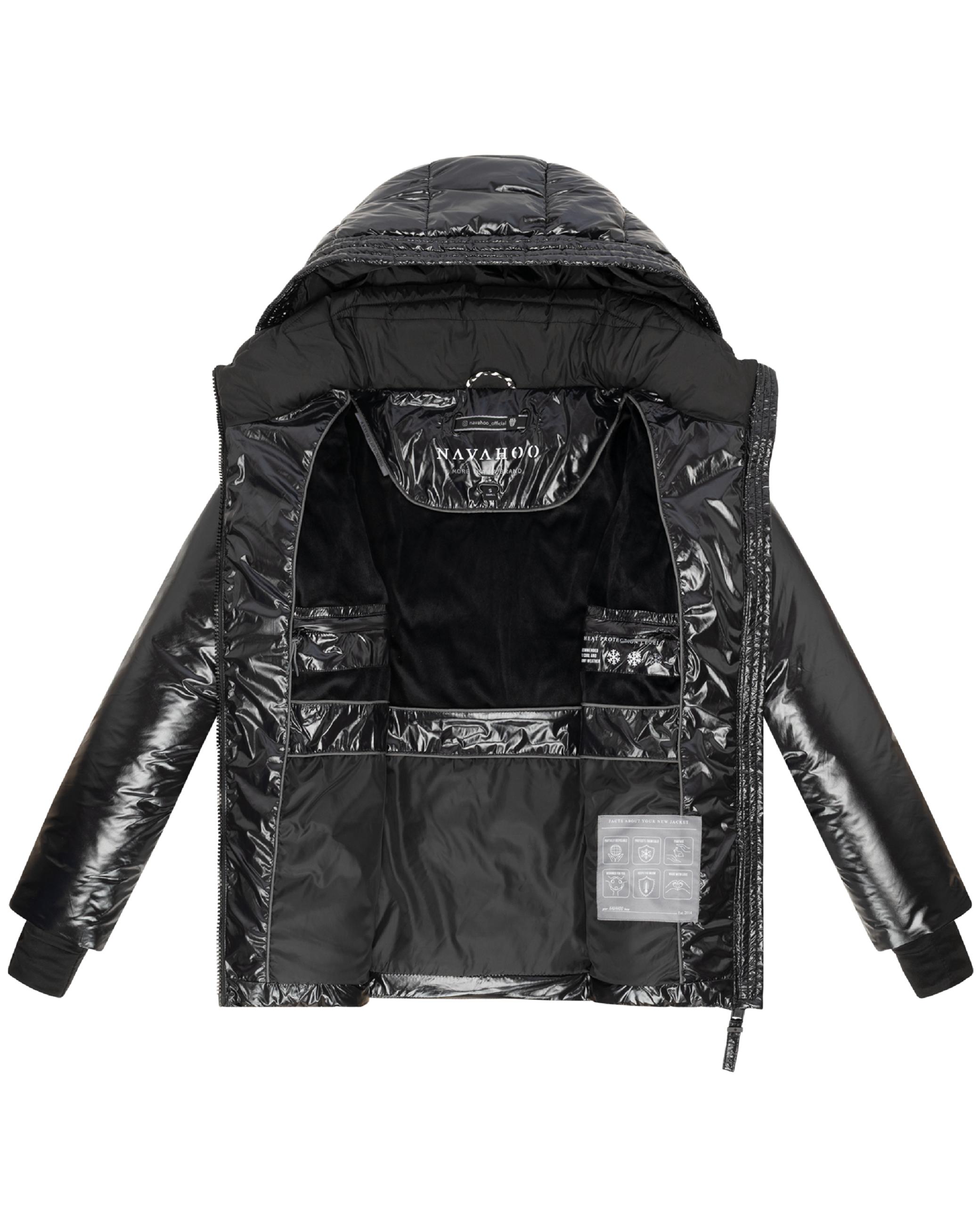 Shiny Winter Steppjacke mit Taillengürtel "Eisglanz 14" Black