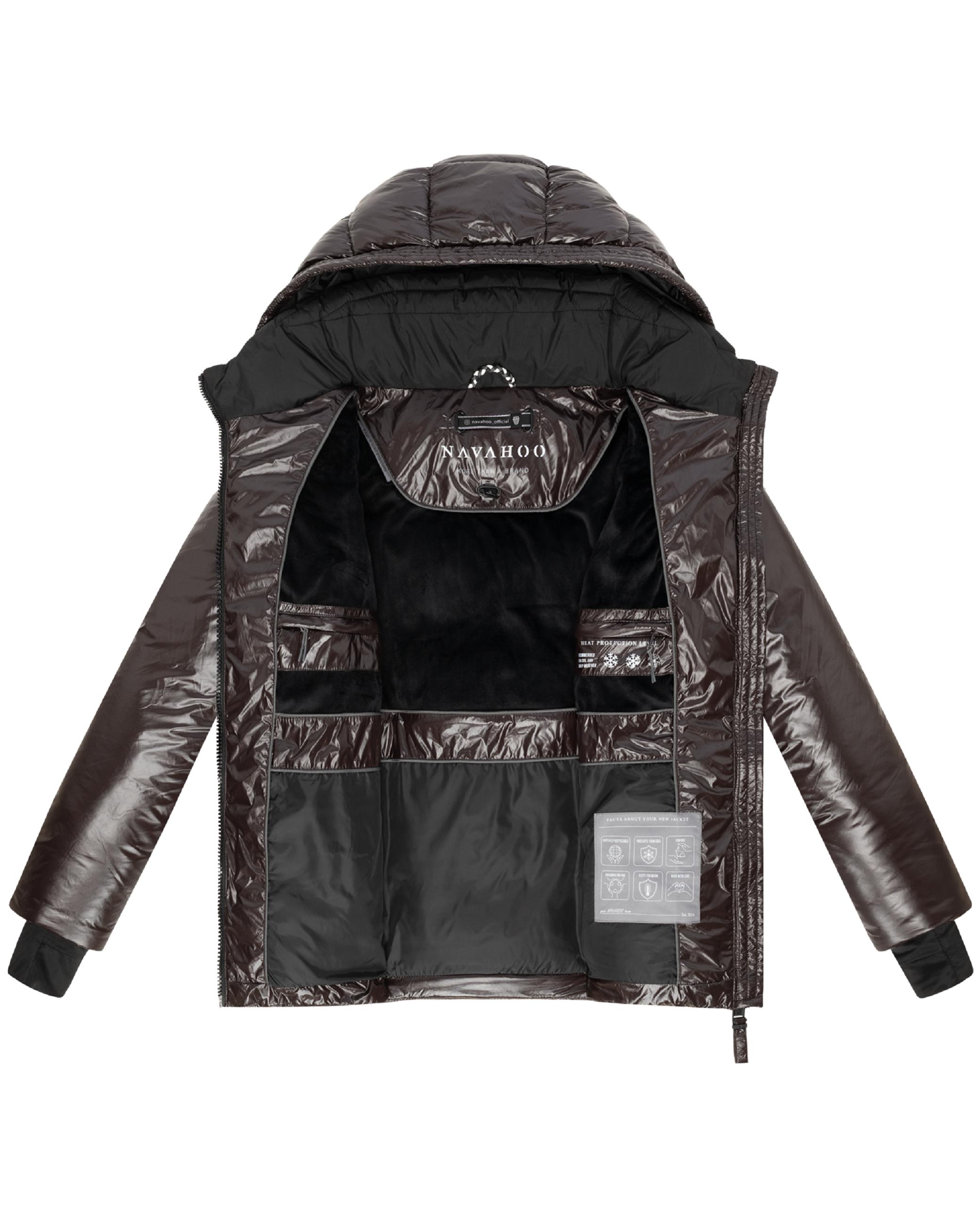 Shiny Winter Steppjacke mit Taillengürtel "Eisglanz 14" Choco
