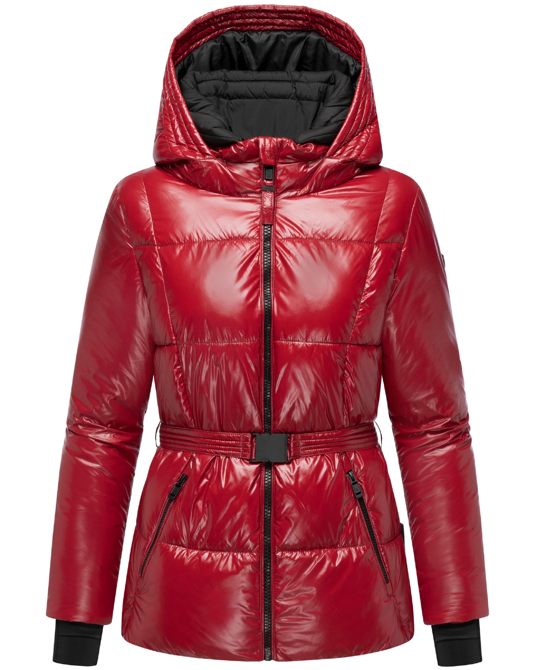 Shiny Winter Steppjacke mit Taillengürtel "Eisglanz 14" Dark Red