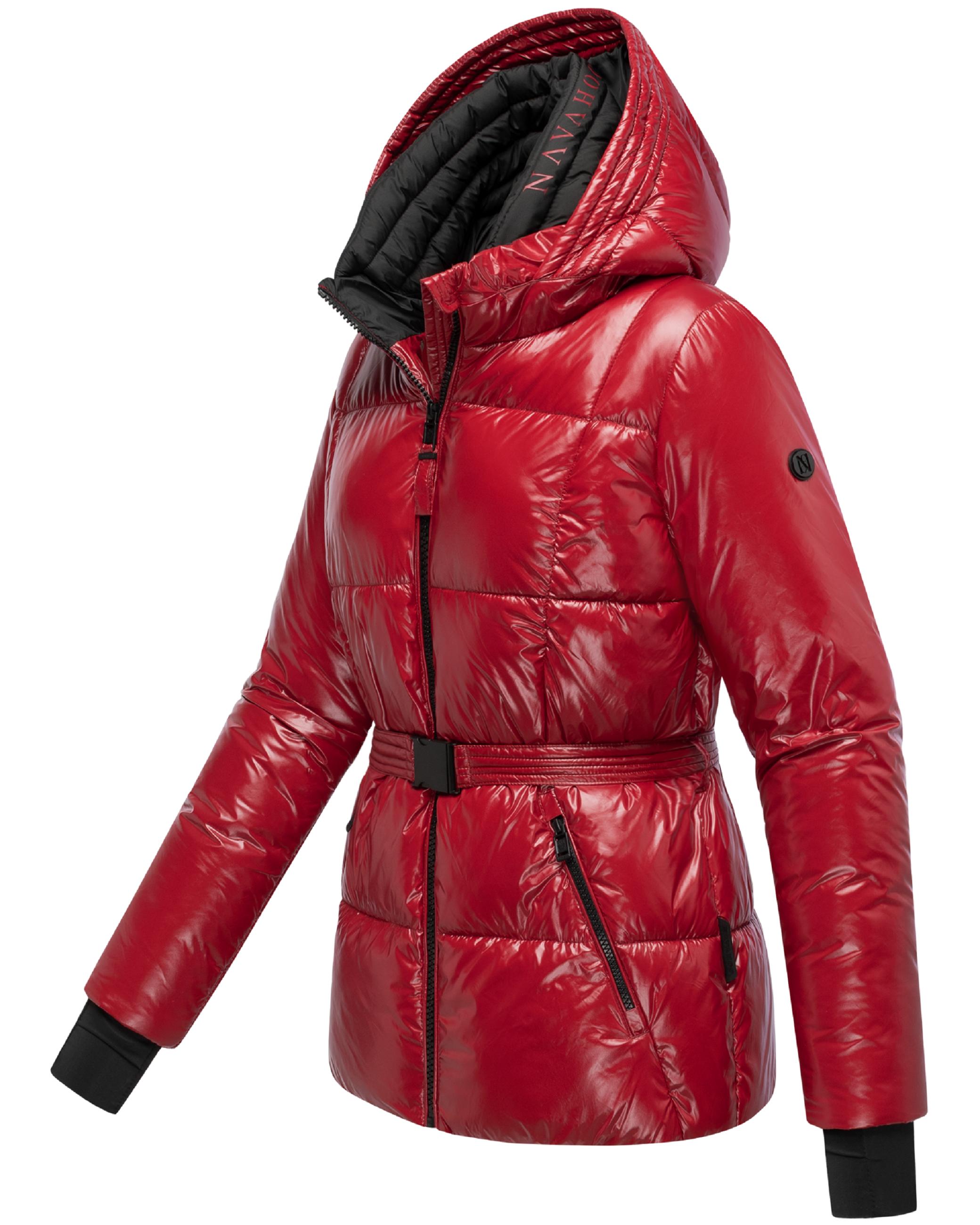 Shiny Winter Steppjacke mit Taillengürtel "Eisglanz 14" Dark Red