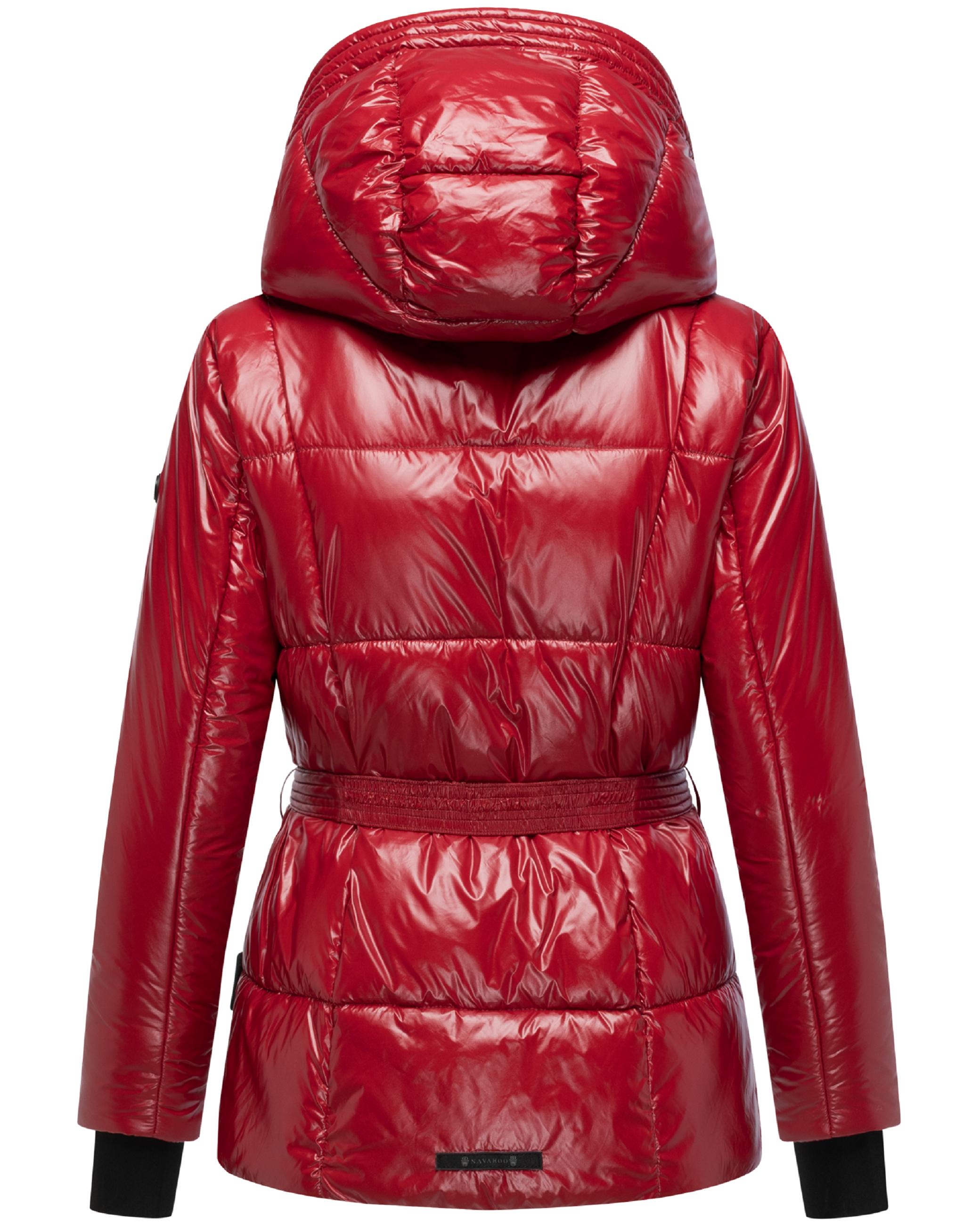 Shiny Winter Steppjacke mit Taillengürtel "Eisglanz 14" Dark Red