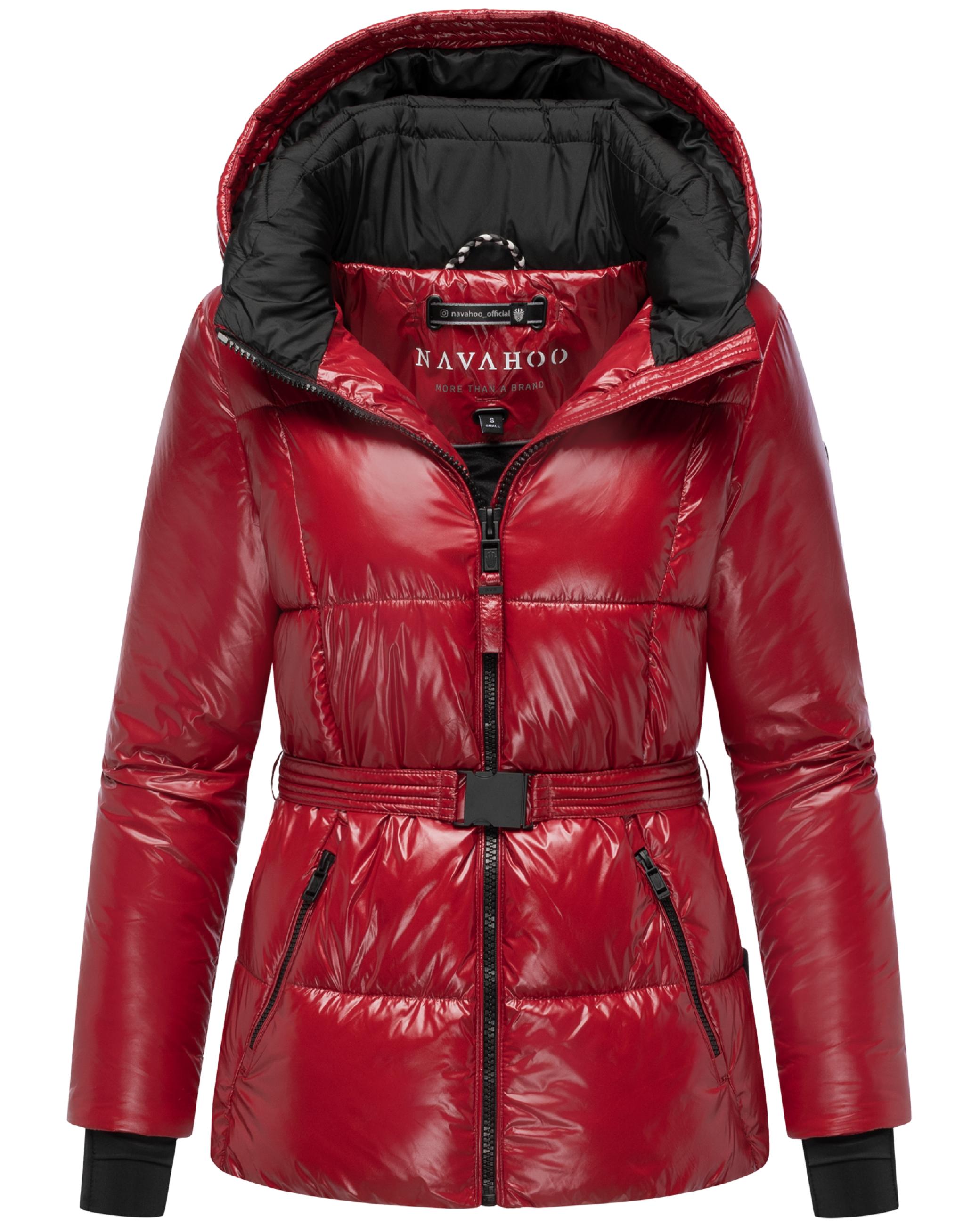 Shiny Winter Steppjacke mit Taillengürtel "Eisglanz 14" Dark Red