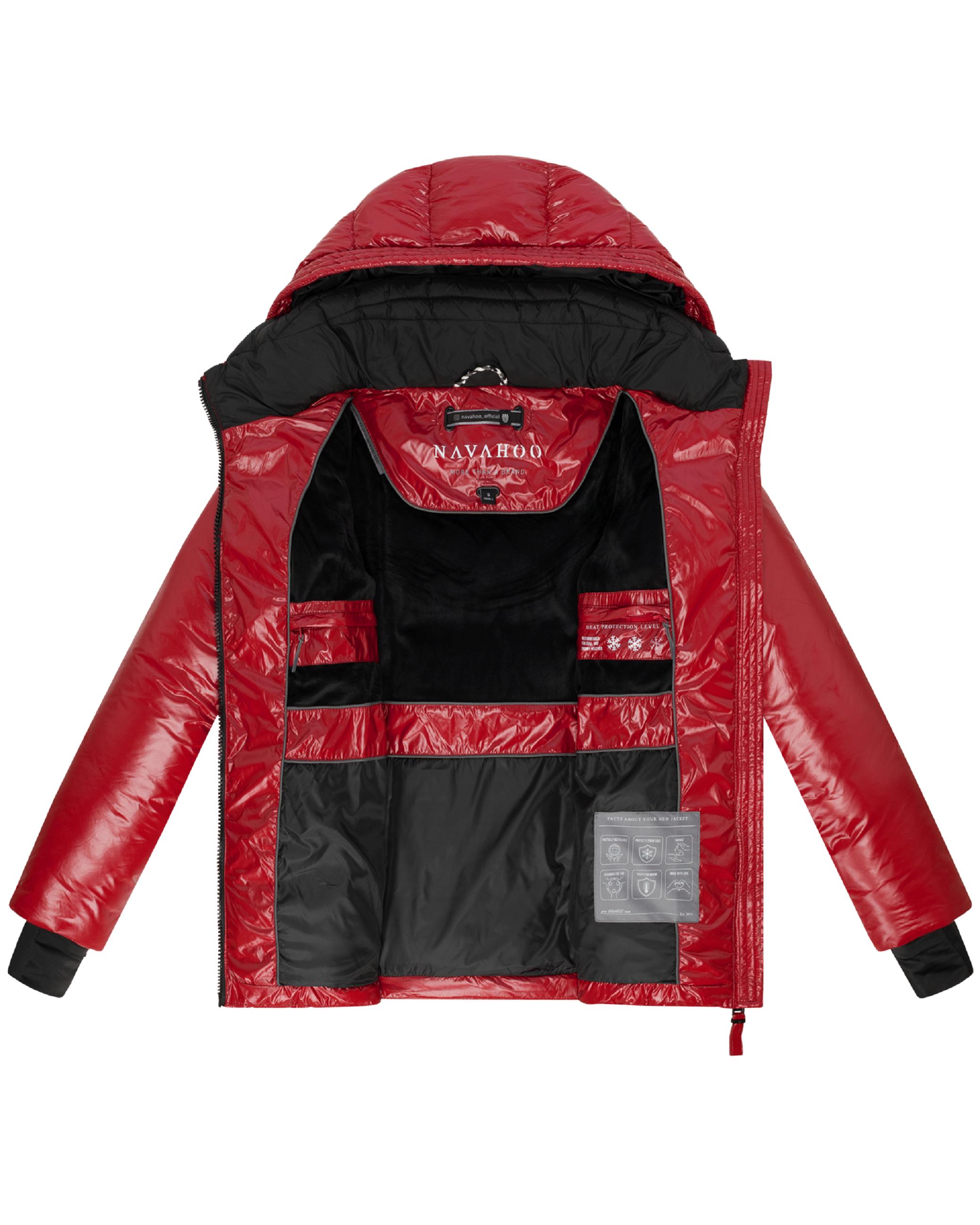Shiny Winter Steppjacke mit Taillengürtel "Eisglanz 14" Dark Red