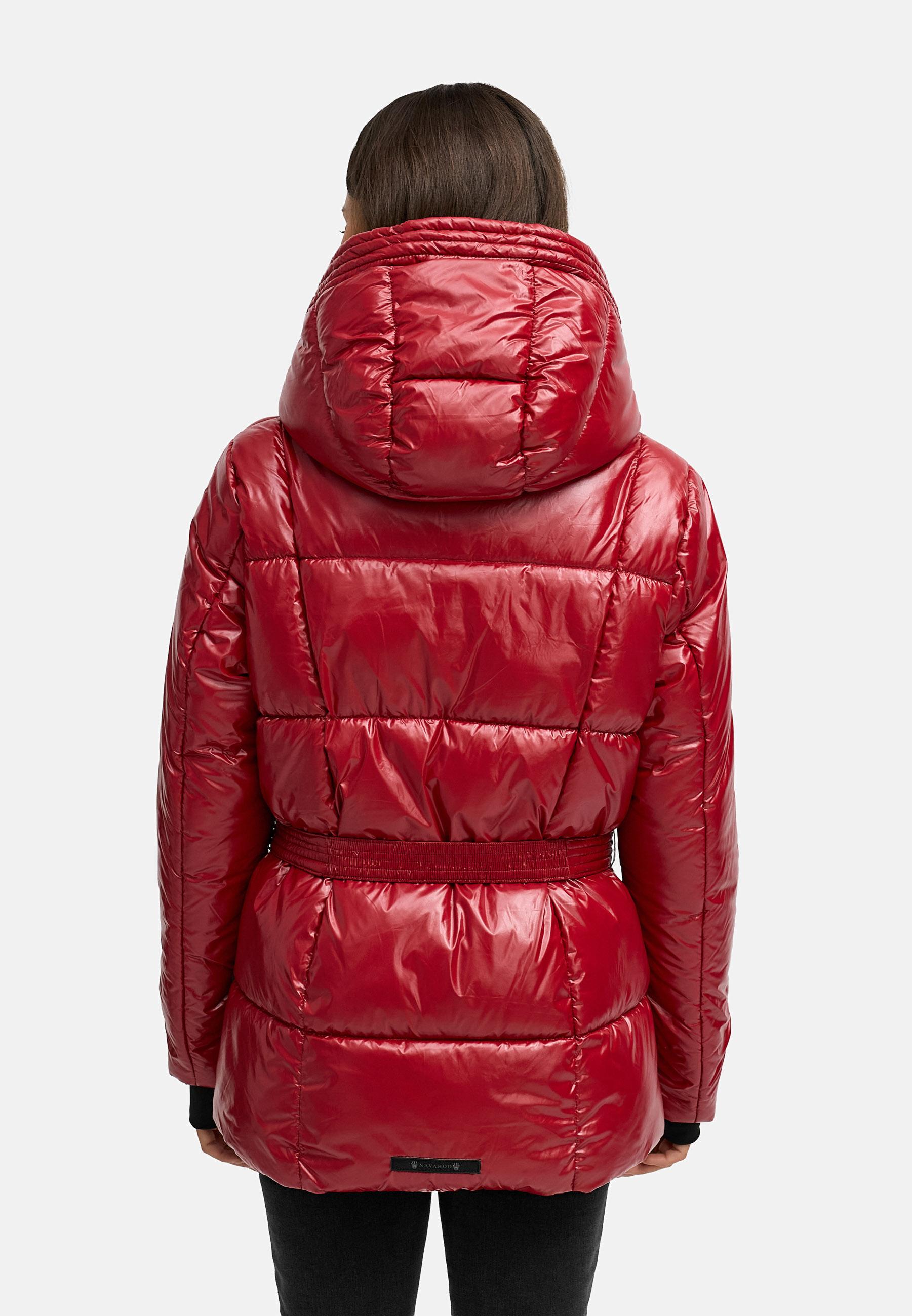 Shiny Winter Steppjacke mit Taillengürtel "Eisglanz 14" Dark Red