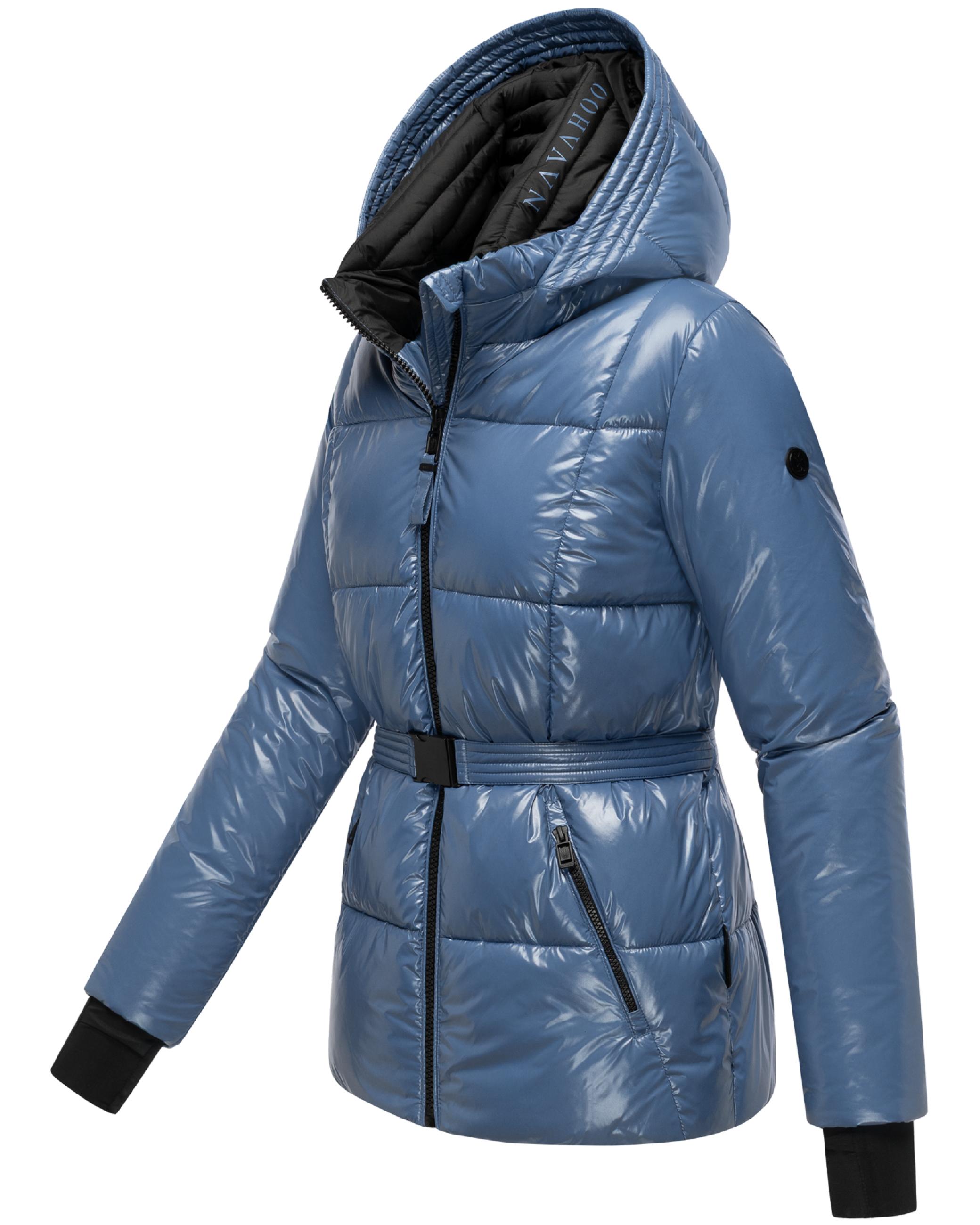 Shiny Winter Steppjacke mit Taillengürtel "Eisglanz 14" Dusty Blue