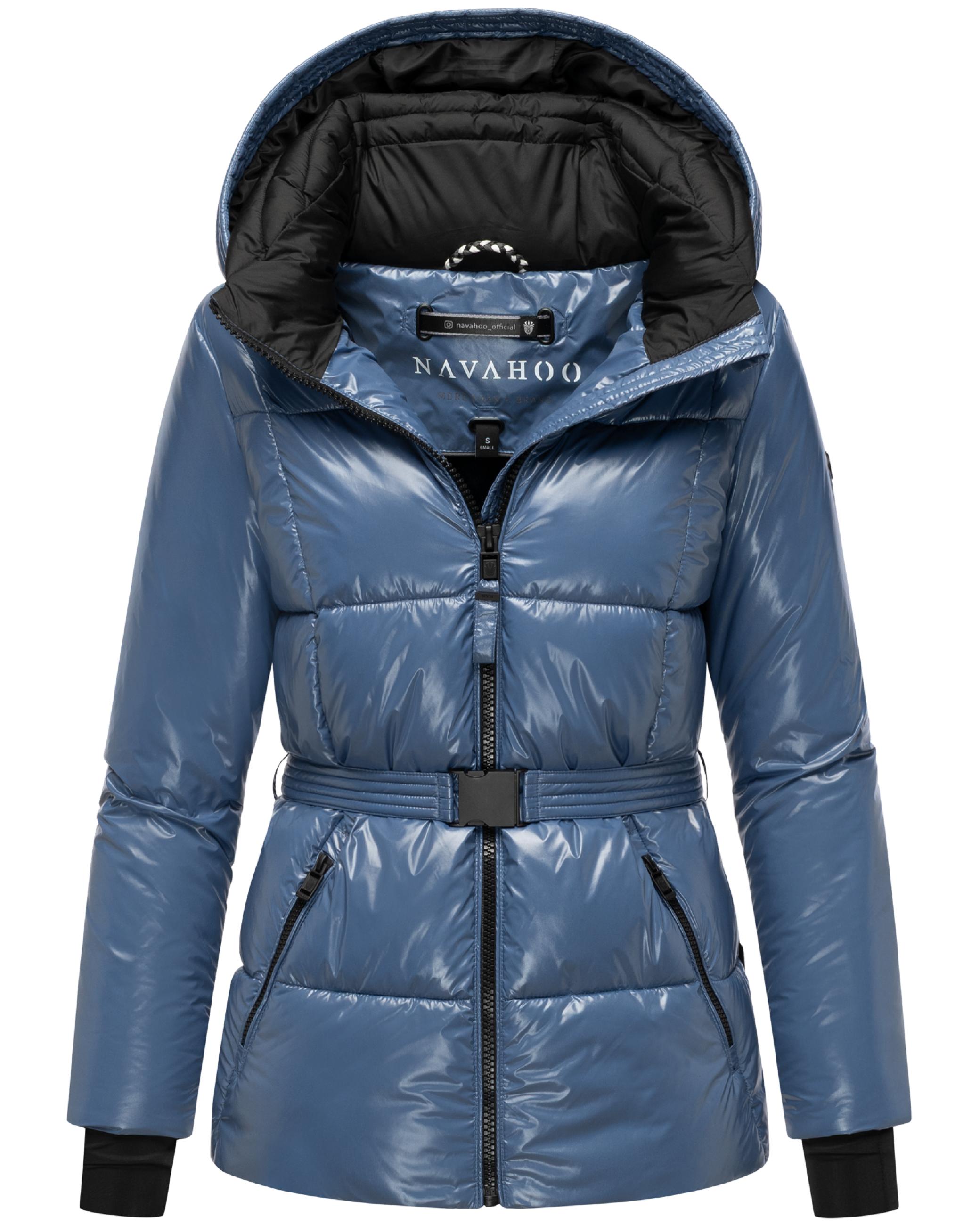 Shiny Winter Steppjacke mit Taillengürtel "Eisglanz 14" Dusty Blue