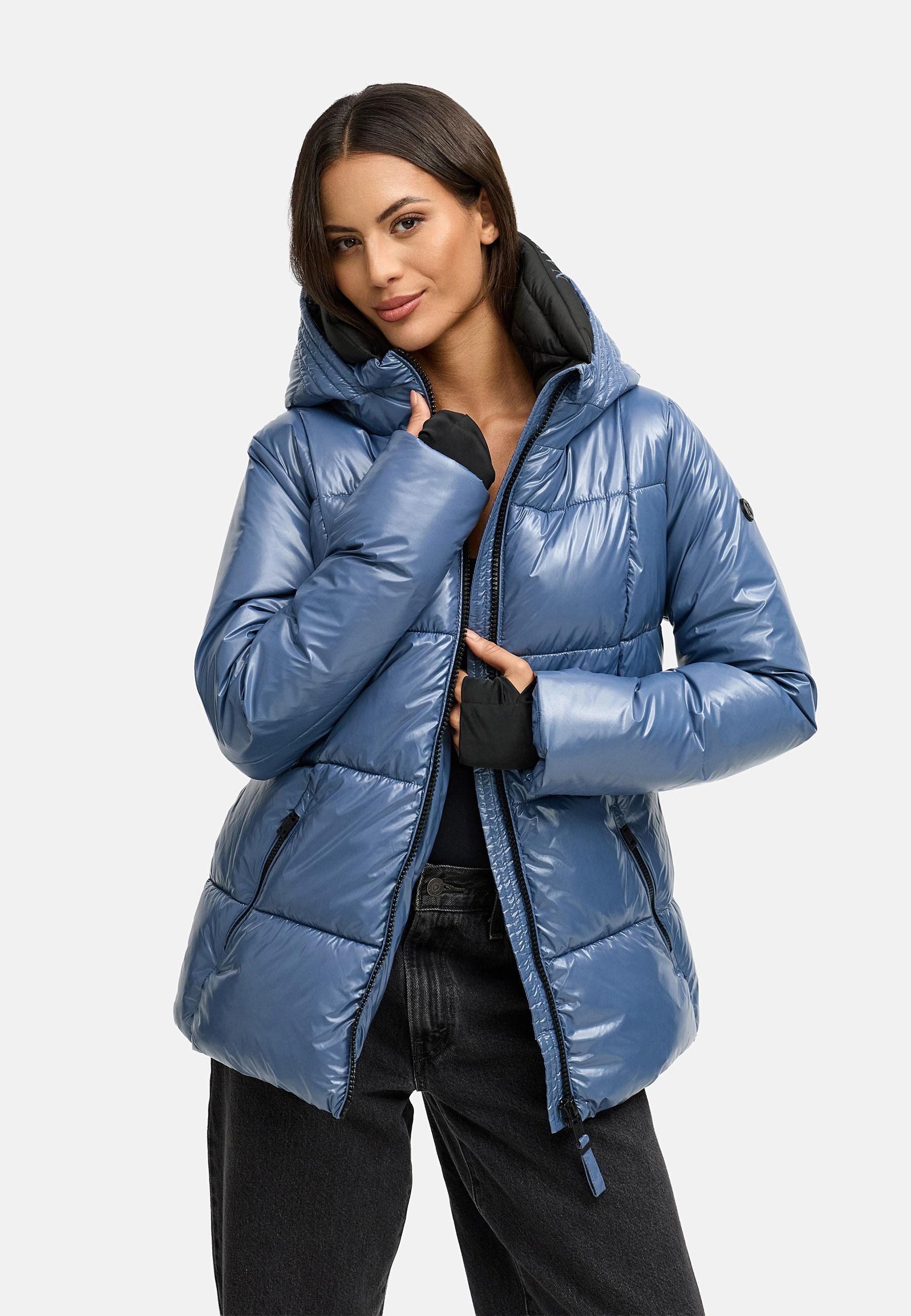 Shiny Winter Steppjacke mit Taillengürtel "Eisglanz 14" Dusty Blue
